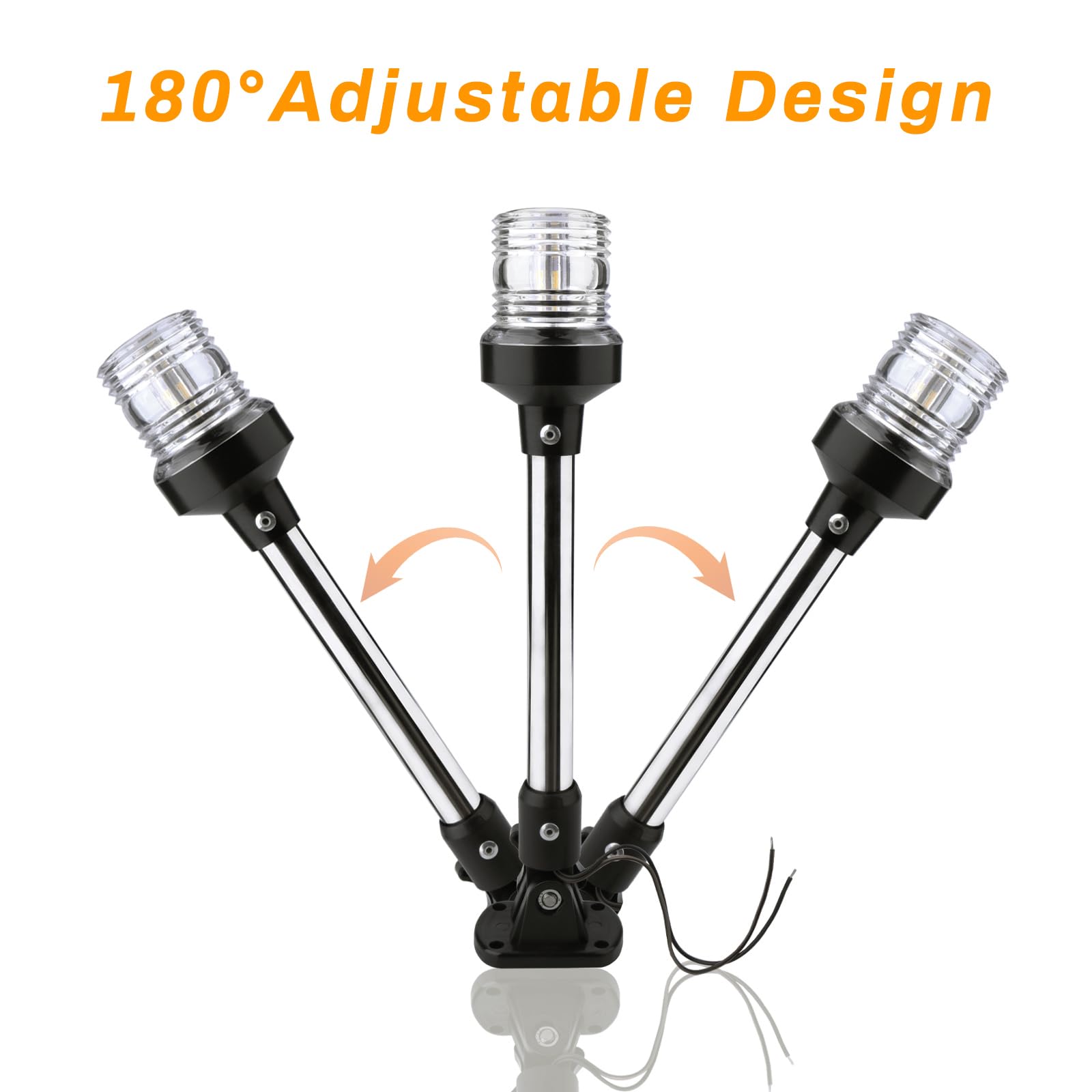 Marinexplore Stern Light - White Led Anchor & Bimini Top Lights For Pontoon & Fishing Boats, 3Nm, 1224V, 12''