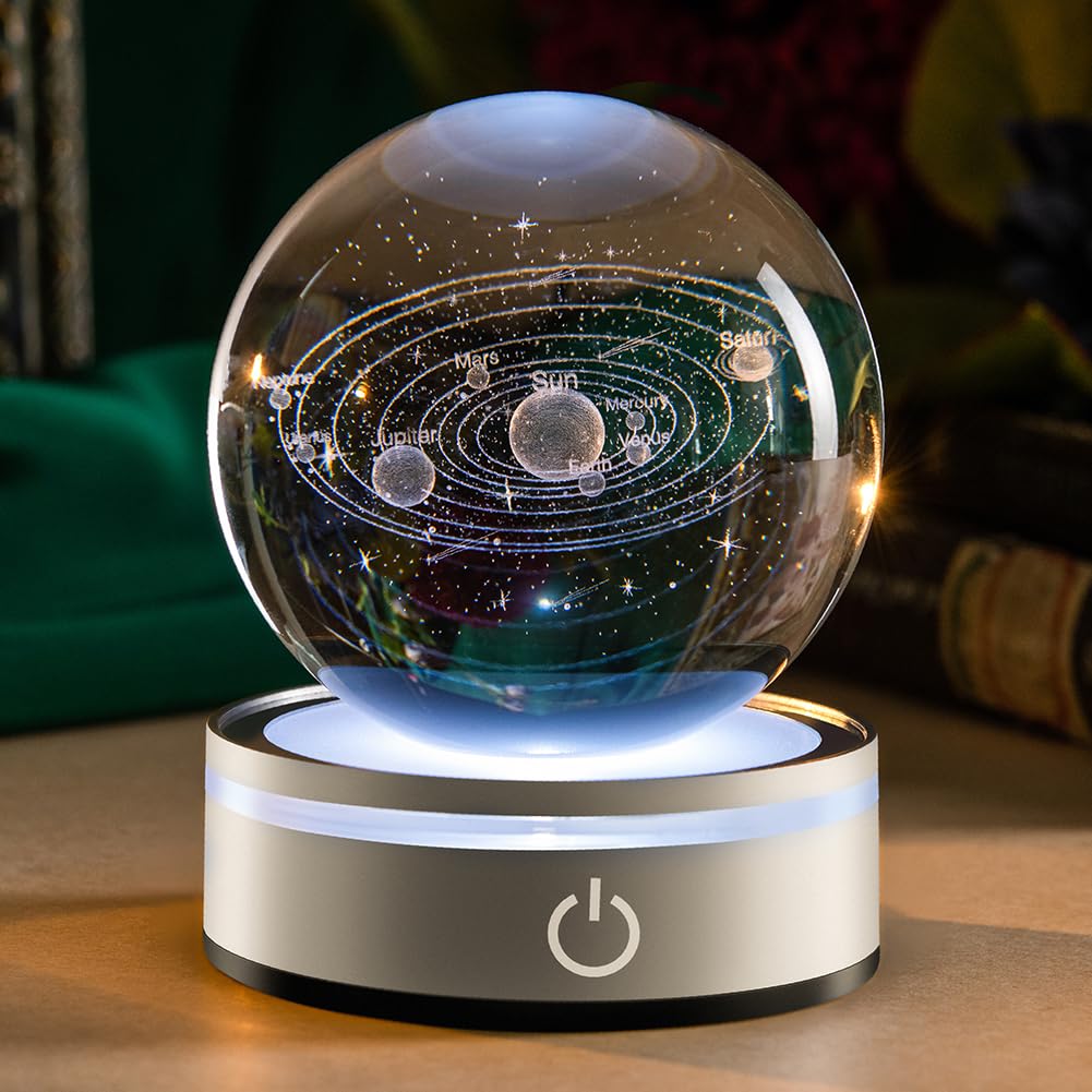 IFOLAINA 3D Solar System Crystal Ball Model Gift Space Astronomy Gift Planets Multicolor Universe Globe Ball Science Astrophysic