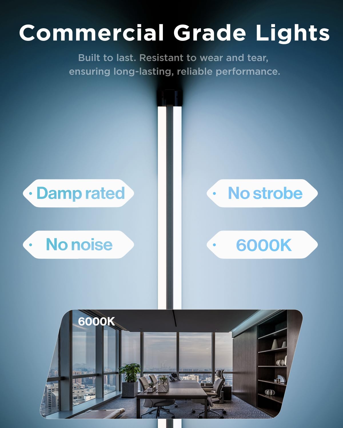 Sunco 12 Pack LED Utility Shop Light, 4500 LM, 6000K Daylight, 4 FT, Black, Model SH_F-BK-40W-6K-12