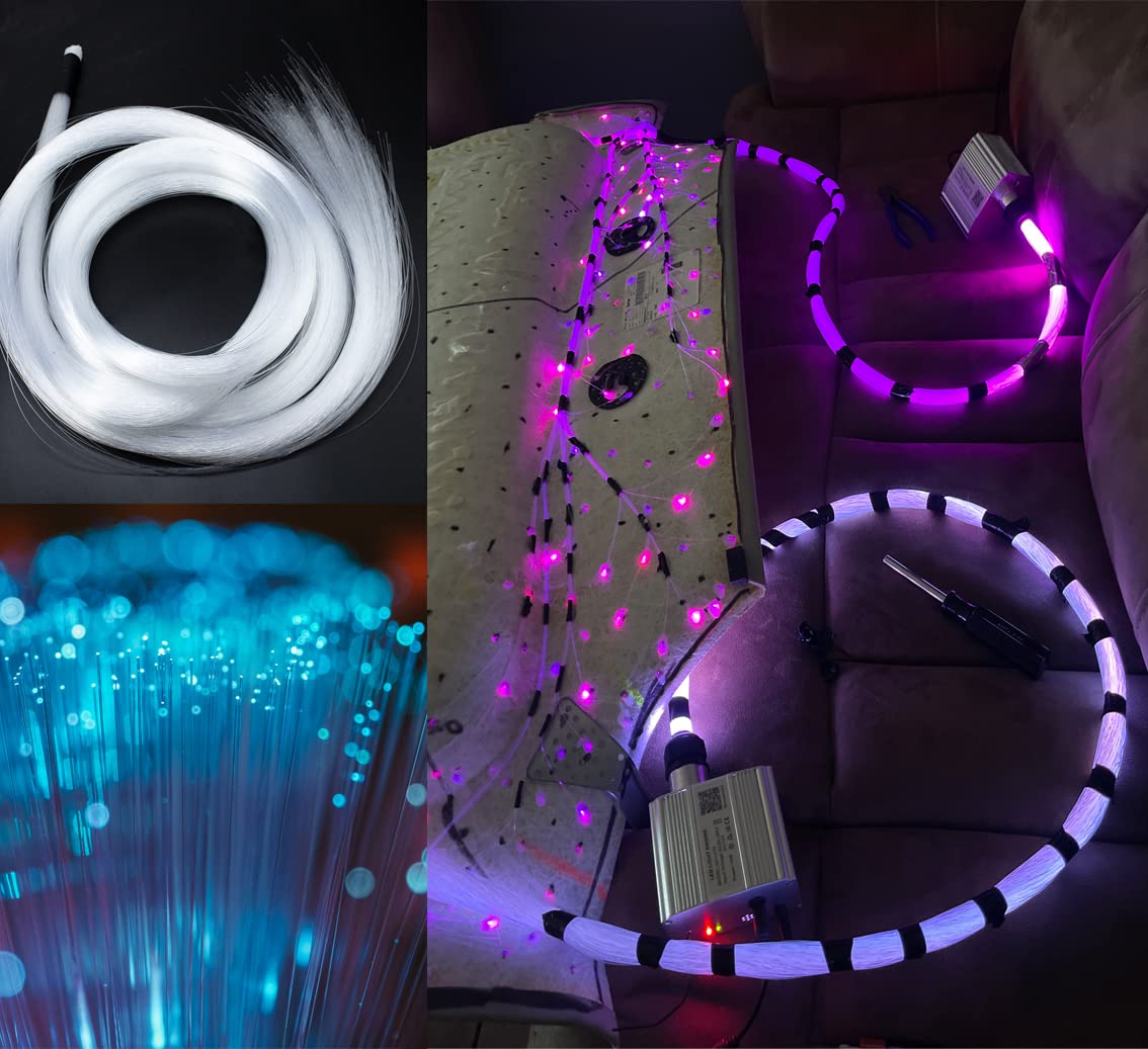 Azimom Bluetooth 10W Twinkle Fiber Optic Lights Star Ceiling Light Kit 550Pcs0.03In13.1Ft Fibers Strands Sound Activated Rgbw Ap