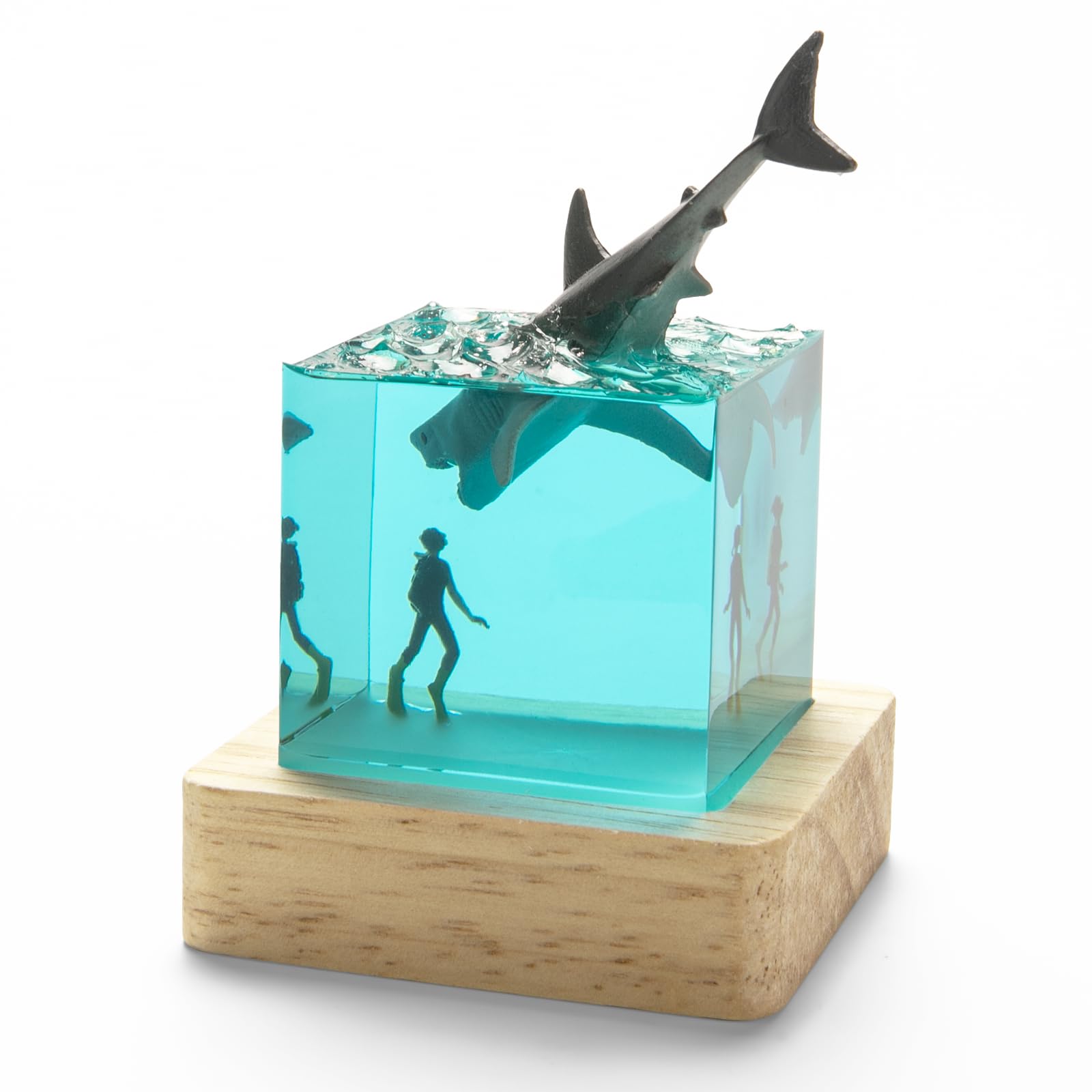 DAVID ROCCO Deep Sea Diving Night Light Shark & Diver Table Lamp, Unique Handmade USB Stand, Diverse Colors, Model SGT-RNL
