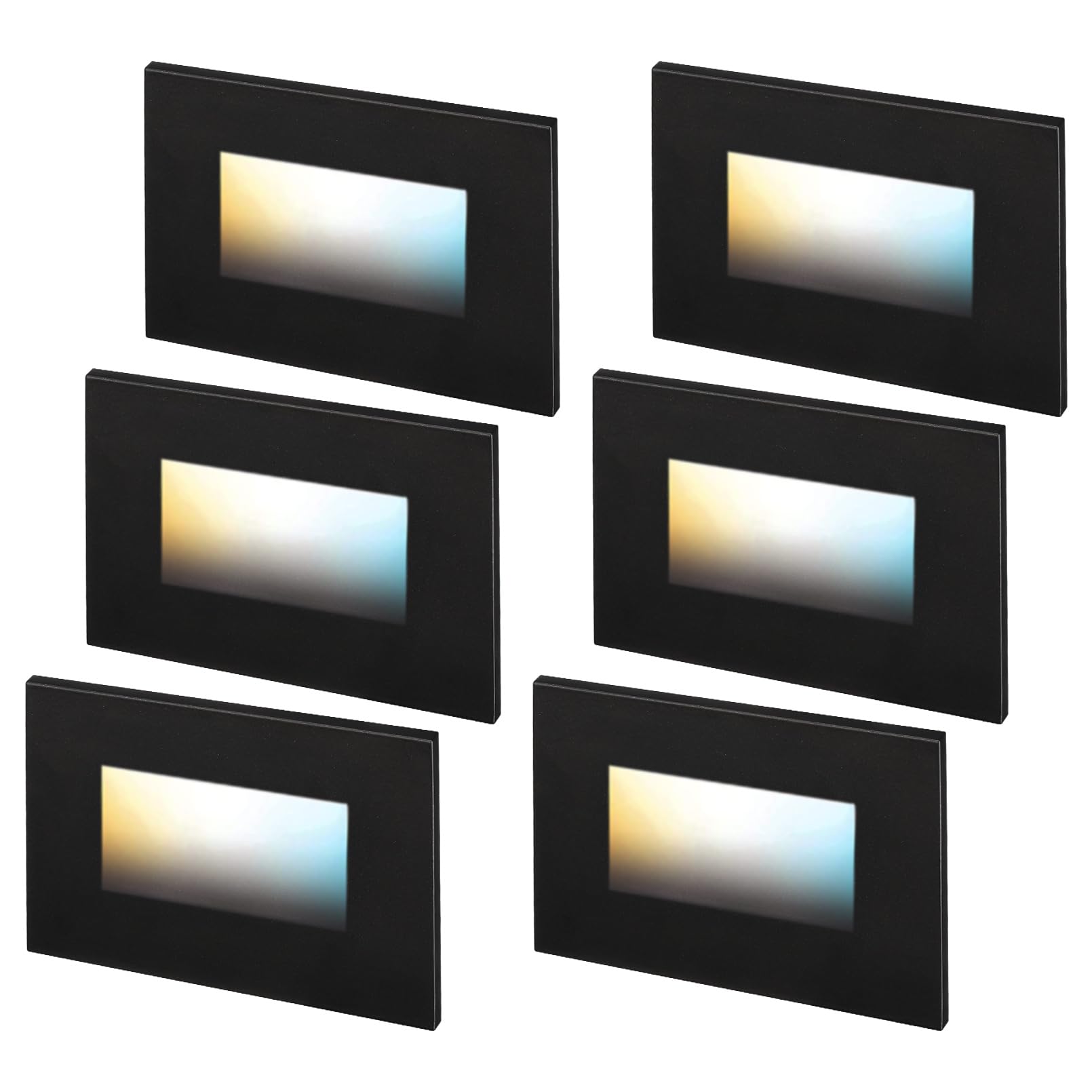 LEONLITE Black 5CCT 120V LED Step Lights, 3.5W 150LM 5%-100% Dimmable Horizontal Stair Lights Indoor Outdoor Wet Location, CRI90