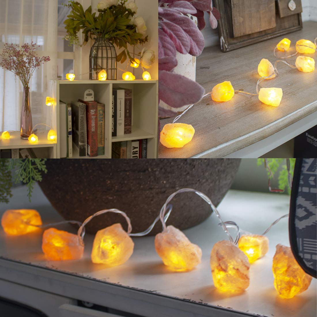 TAOHUA GARDEN Himalayan Salt String Lights with Remote Control, 10 LED, Pink Salt Block, 8 Modes - Perfect for Thanksgiving & Christmas Décor