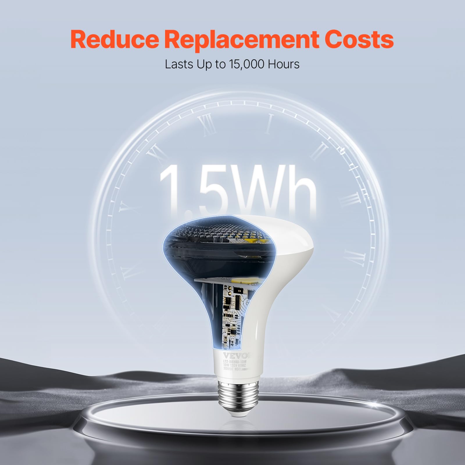 Vevor Br30 Flood Light Bulb, 12 Pack Led Indoor Flood Lights, 850 Lumens Led Flood Light Bulbs, E26 Standard Base, 3000K Warm Li