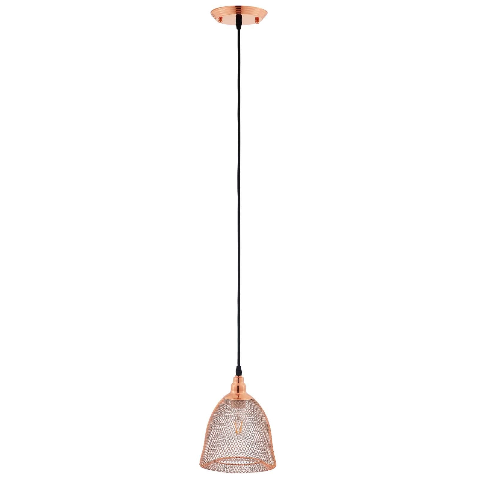 Modway Glimmer 7in Pendant Light, Yellow Metal Bell Shade, Model EEI-2902