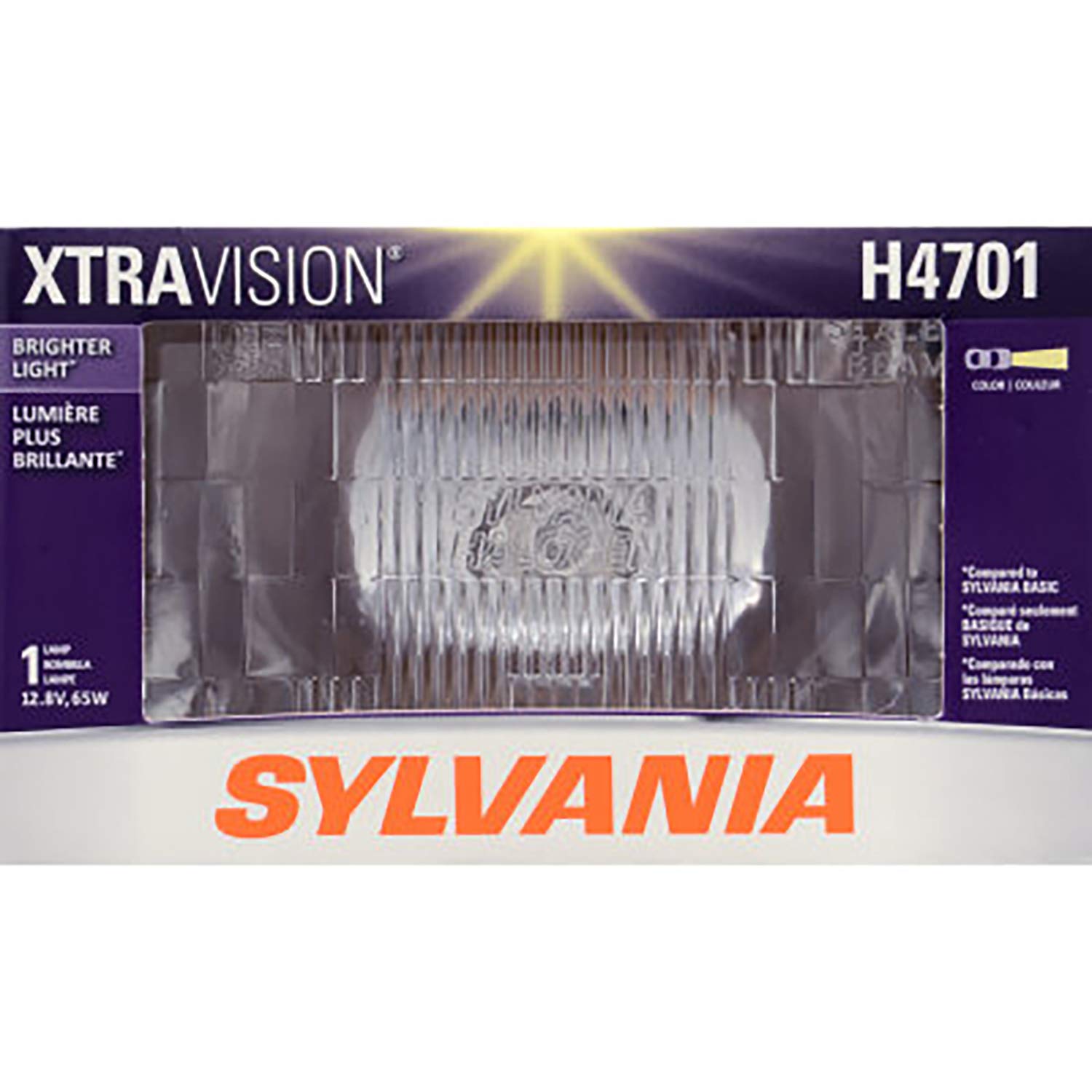SYLVANIA H4701 XtraVision Halogen Headlight Replacement - More Downroad Visibility, White, Model H4701XV.BX