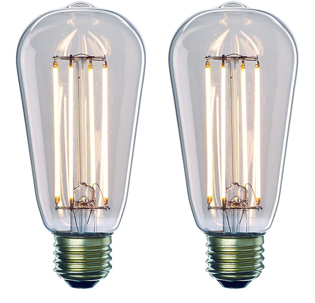 Bulbrite 7W Led St18 Light Bulb, Warm White, Medium Base, 2 Pack - 2700K Energy Efficient