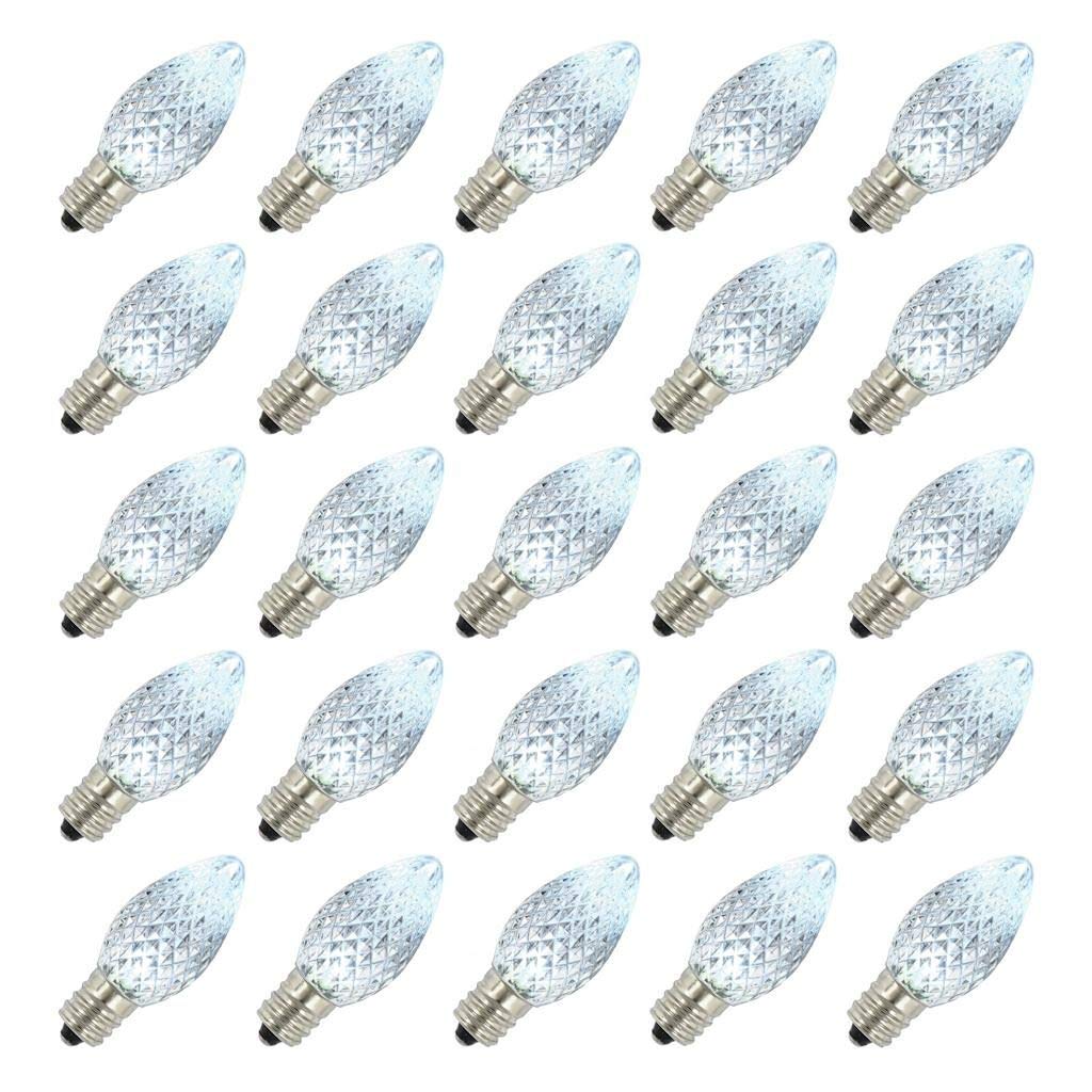 Vickerman C7 LED Twinkle Bulb, Cool White, Package of 25, Model XLEDC75T-25