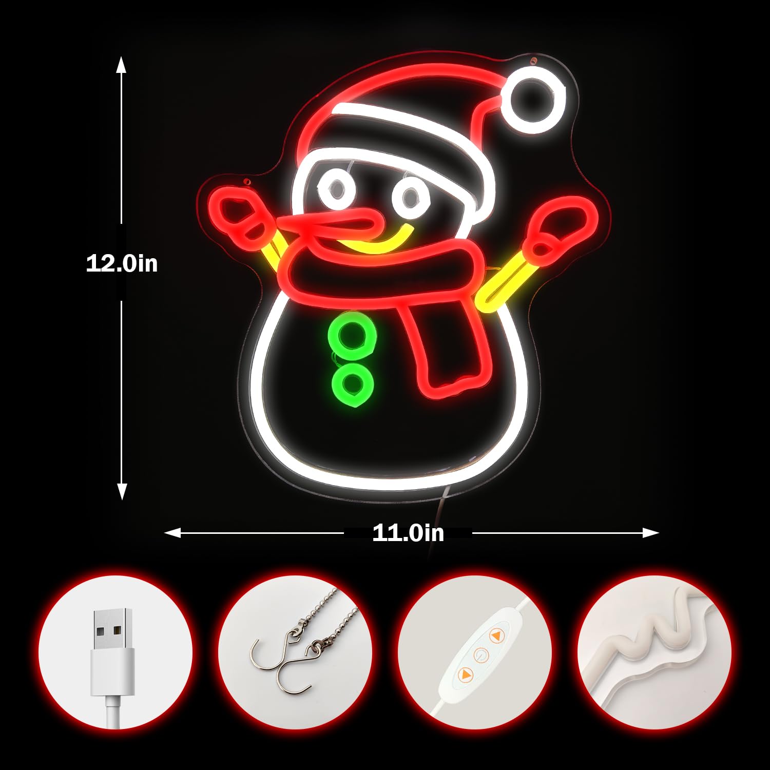 Christmas Snowman Neon Sign Dimmable Christmas Neon Signs for Wall Decor Led Neon Signs Light Up Sign for Bedroom Cafe Bar livin