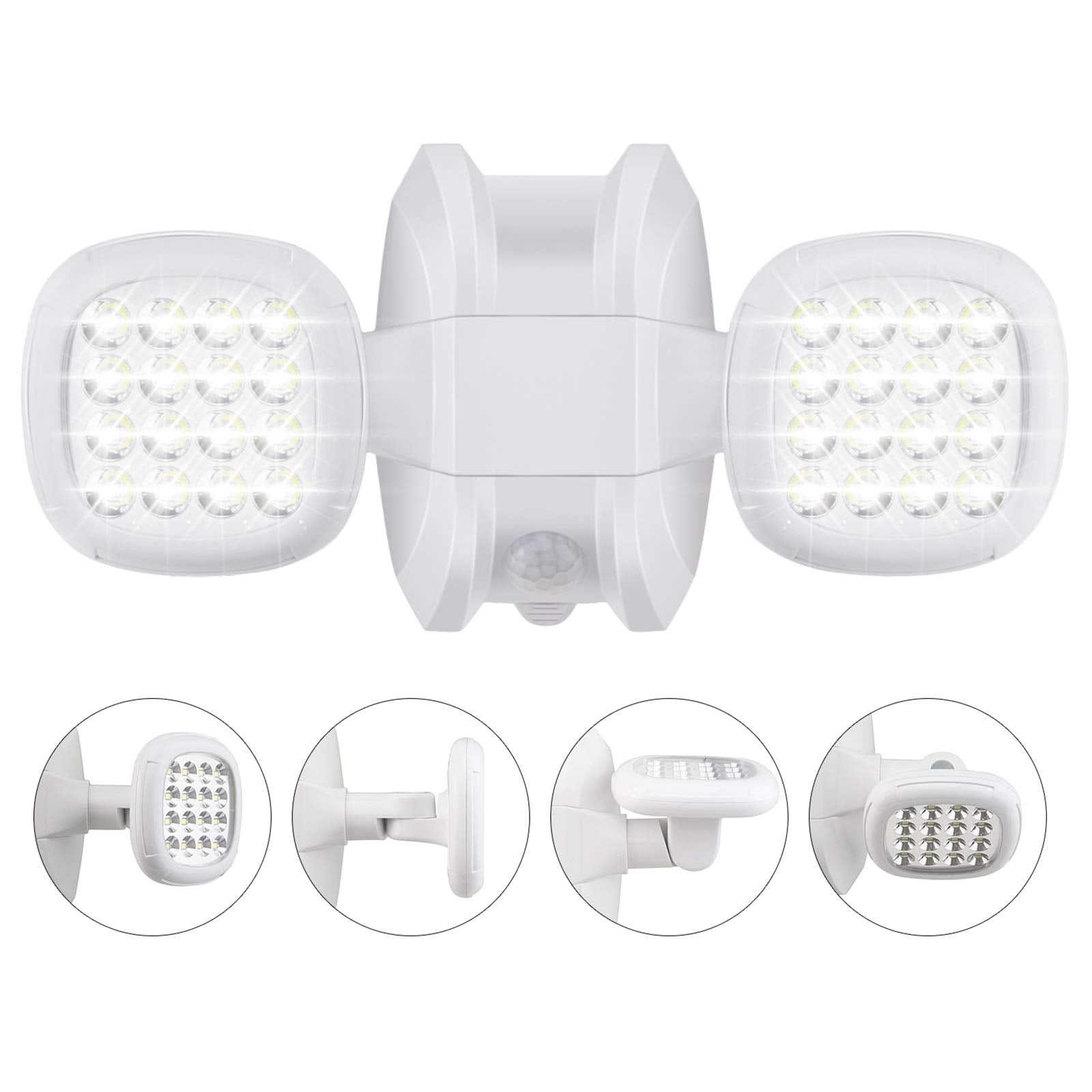 HONWELL Motion Sensor Light - 32 LED Dual Head, Battery Powered, IP65 Waterproof, White