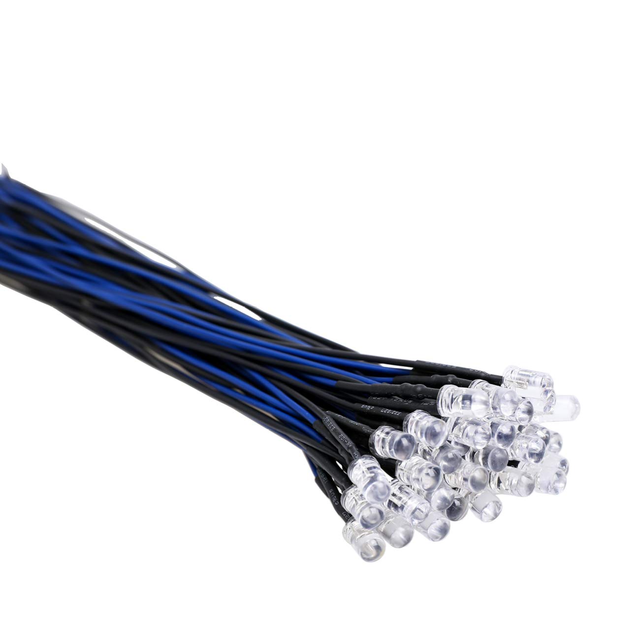 EDGELEC 30pcs 12 Volt 5mm Blue LED Lights Emitting Diodes Pre Wired 7.9 inch DC 12v LED Light Clear Lens Small LED Lamps