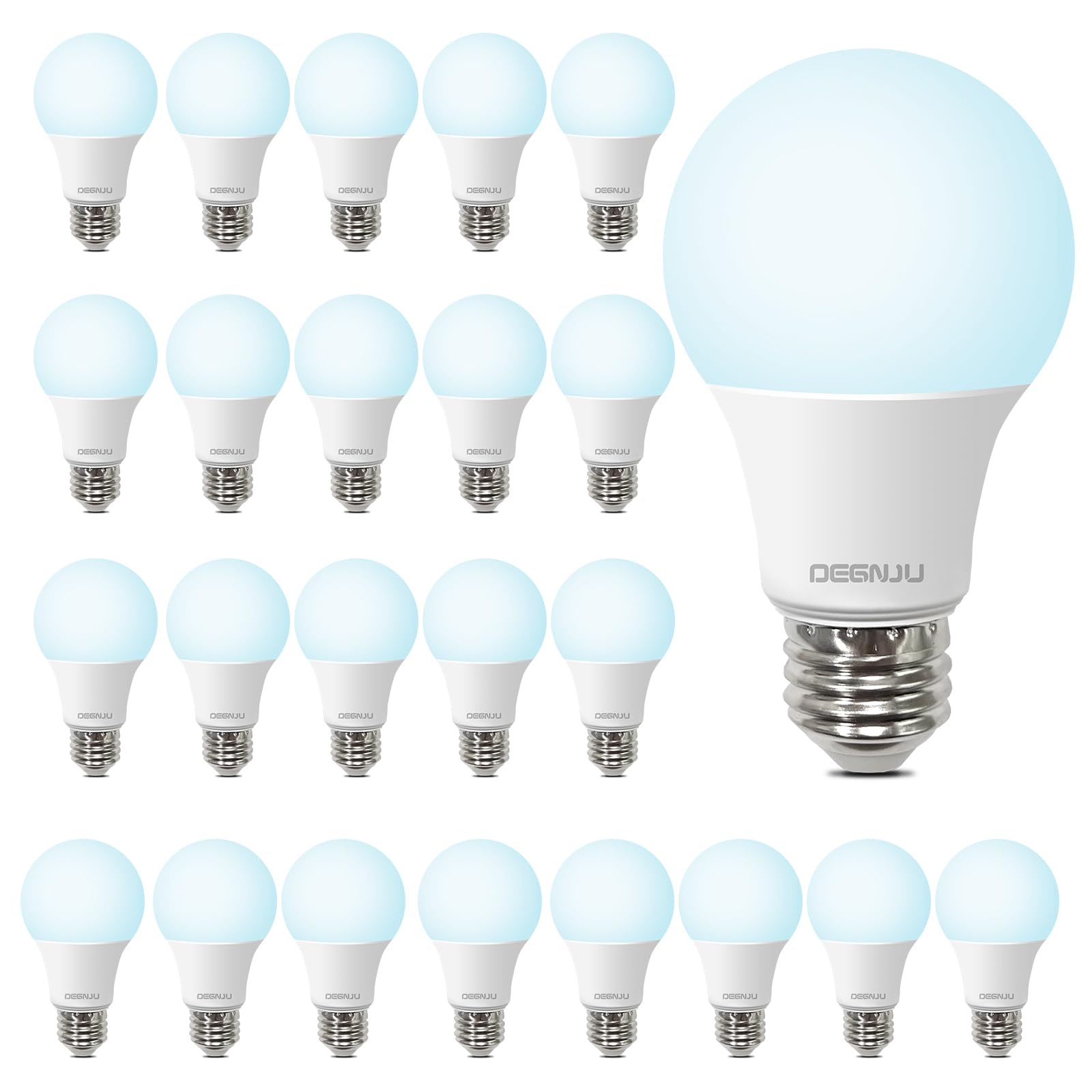 DEGNJU LED Light Bulbs 60W Equivalent, A19 Light Bulb Daylight 5000K 800LM 8.5 Watt, Non-Dimmable Standard Light Bulbs E26 Medium Base,24 Pack