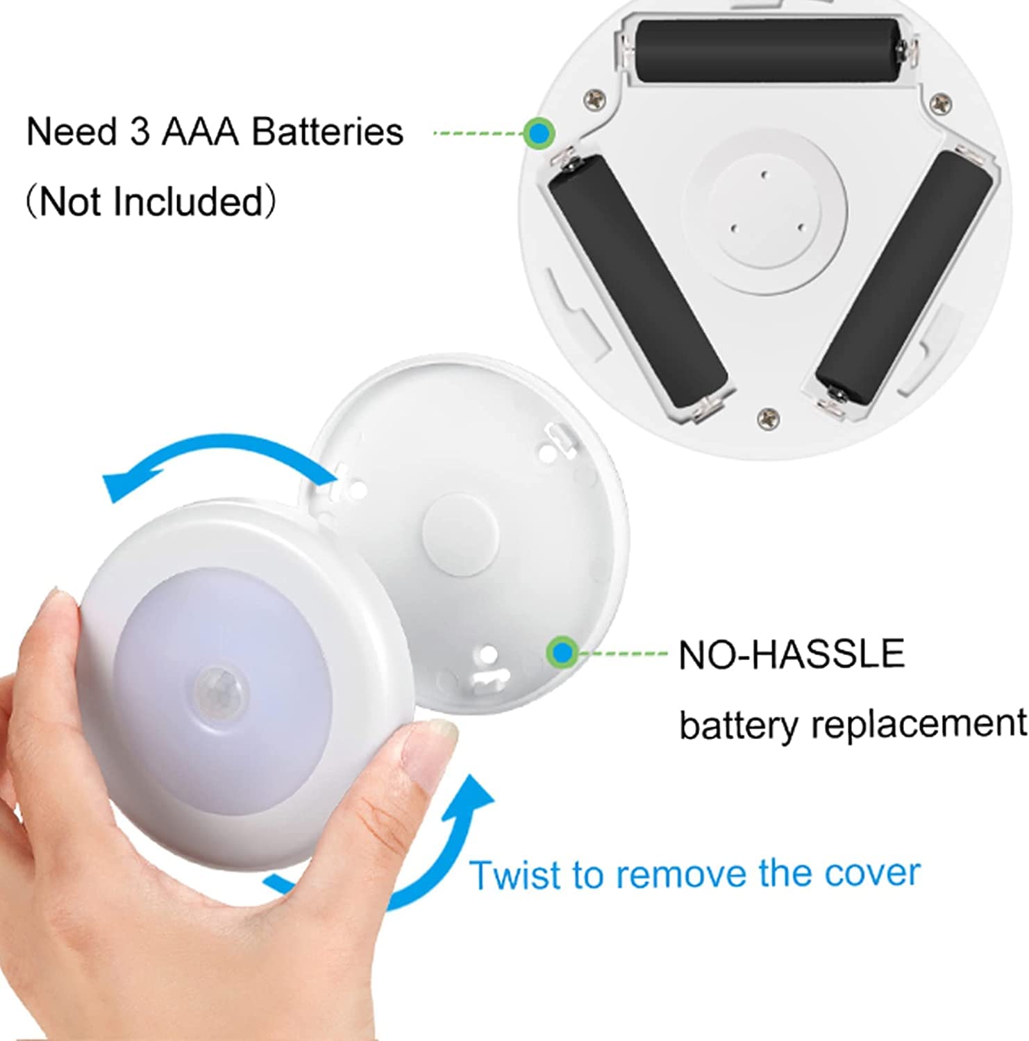 AMIR Motion Sensor Light Indoor, Cordless LED Night Lights, Warm White, Pack of 6, Model US-UF5Y_6PCS