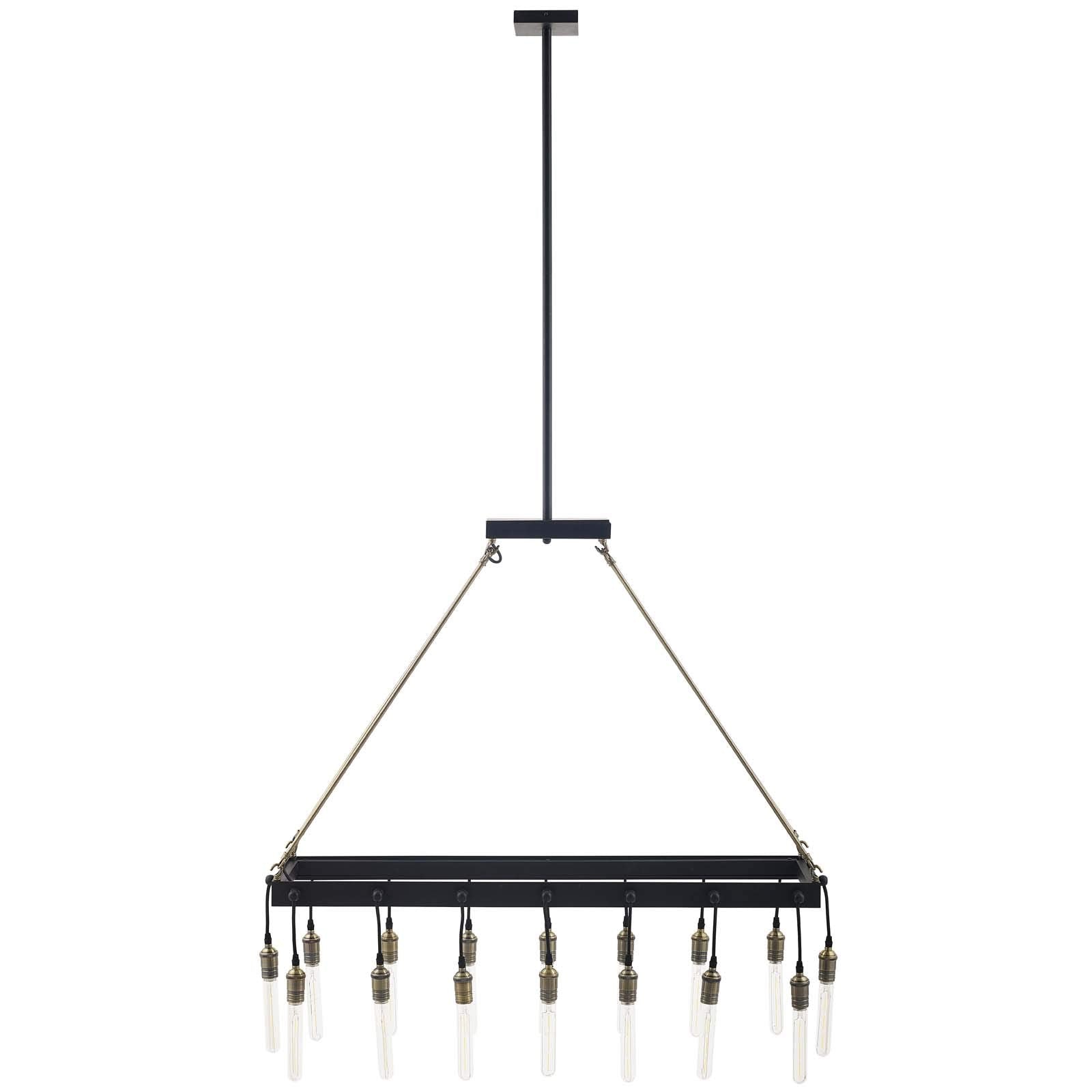 Modway Modern Farmhouse 16-Light Chandelier, Metal, 12inL x 77inH, Black, Model EEI-3275