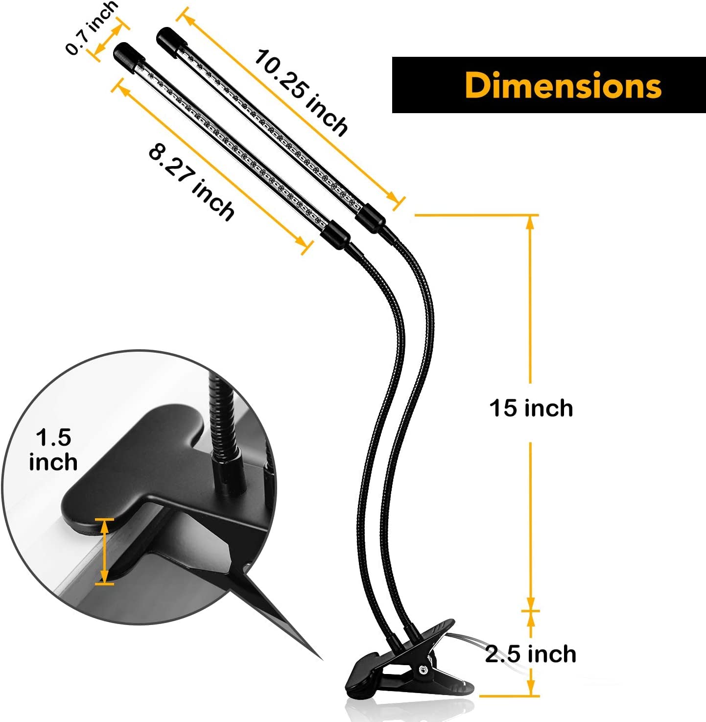 Ipower 10W Red Blue Spectrum Grow Light With Timer & Dimmable Dual Head Bulbs For Indoor Plants