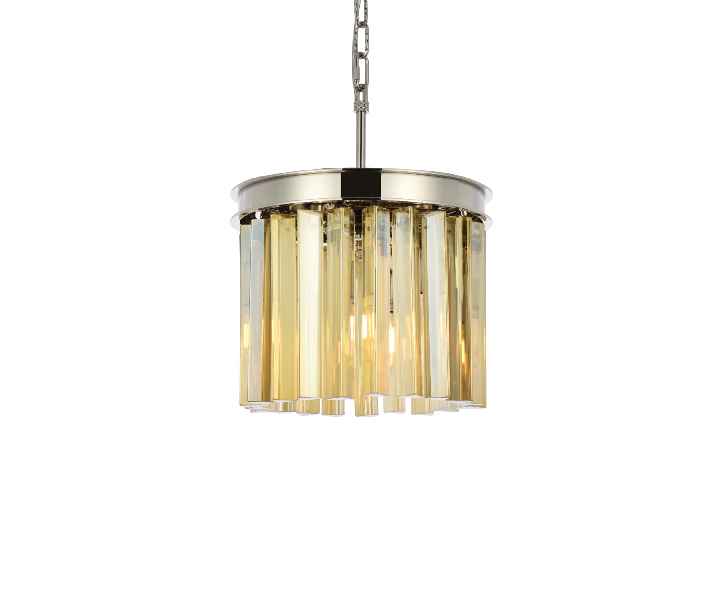 Elegant Lighting 1208D12Pn-Gt-Rc 12 Dia X 13 H In Sydney Pendent Lamp - Polished Nickel- Royal Cut Golden Teak Crystals