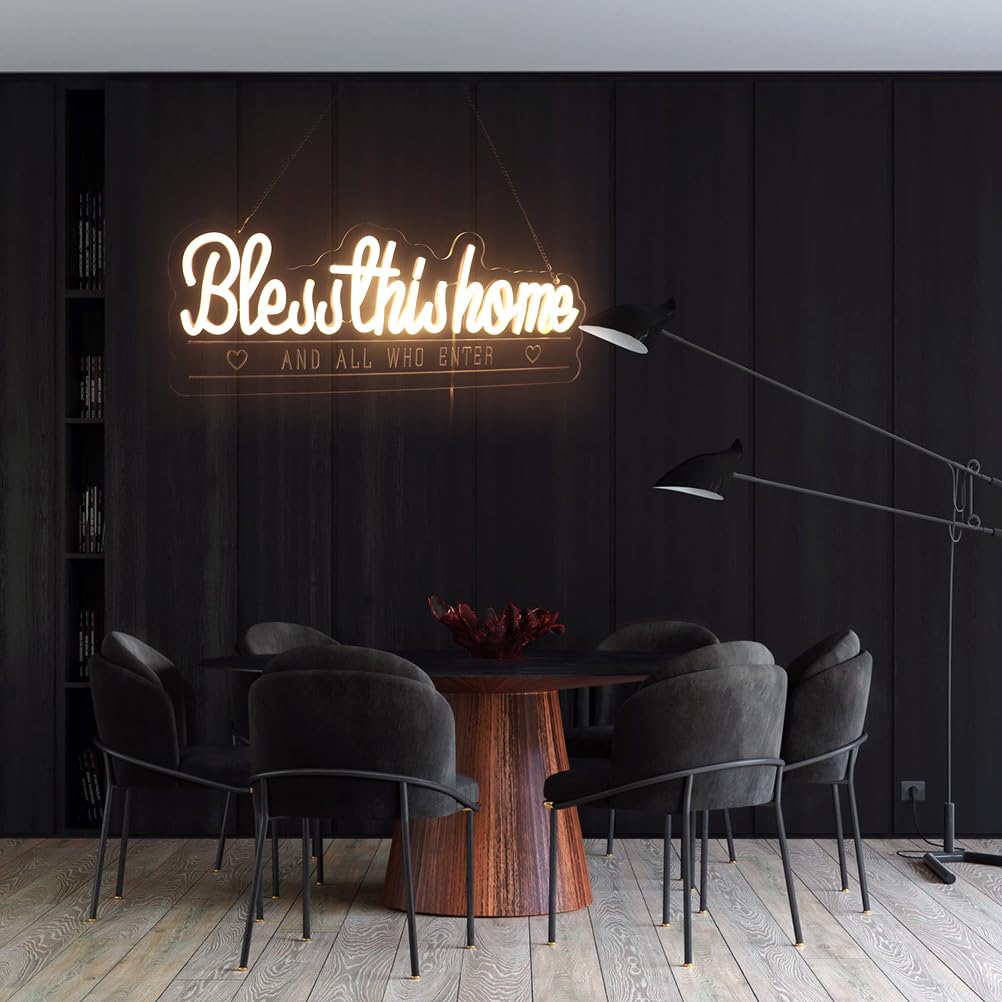 Bless This Home And All Who Enter Neon Sign  Positive Quotes Decorative Neon Lights For Home Room Wall Decor Neon Light Sign  Christmas Birthday Thanksgiving Gift