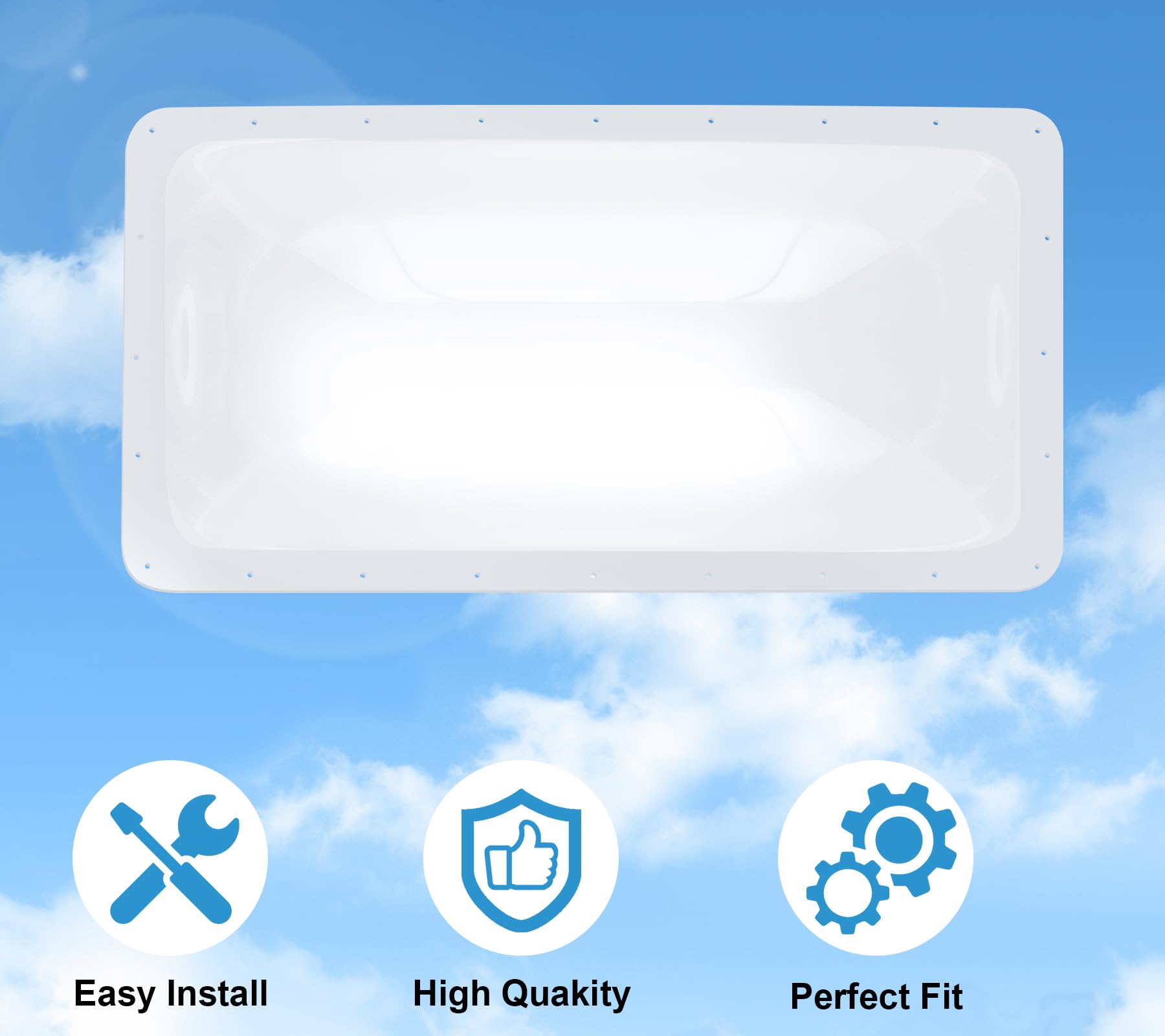 XMK RV Skylight Replacement Cover, 34"x18", Impact Resistant Polycarbonate, Clear, Model RV Skylight-015, Fits 14"x30" Openings
