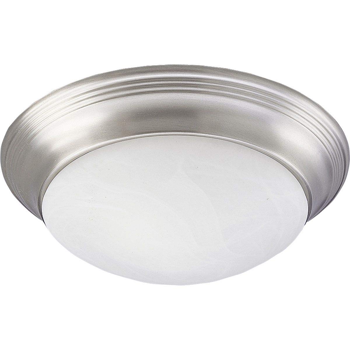 Progress Lighting 2-Light Close-to-Ceiling Fixture, Alabaster Glass, 14-Inch, Brushed Nickel, Model P3689-09