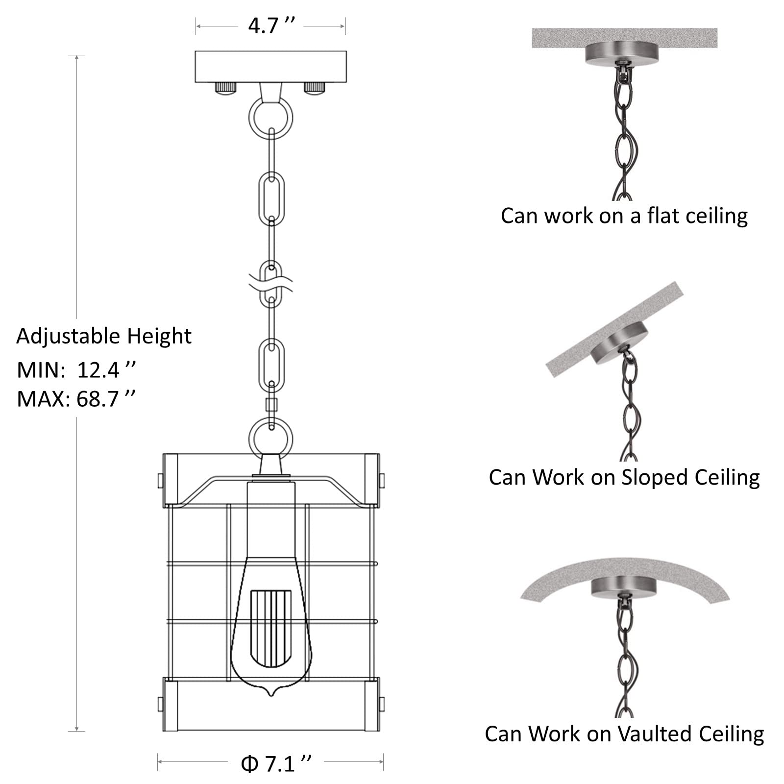 Rustic Pendant Light Fixtures, Farmhouse Kitchen Wood Hanging Lighting, Industrial Round Cage Chandelier For Entryway Hallway Di