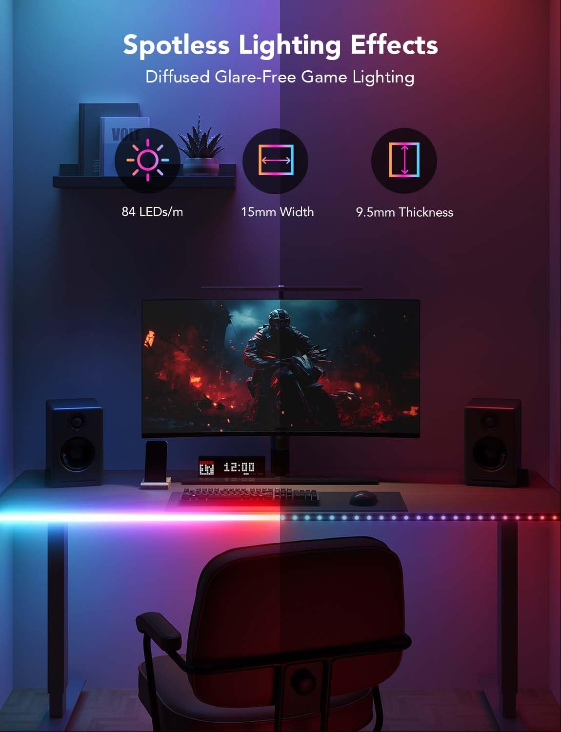 Govee Rgbic Neon Rope Lights For Desks, 16.4Ft Led Gaming Desk Lights, Neon Led Strip Lights Syncing With Razer Chroma, Support