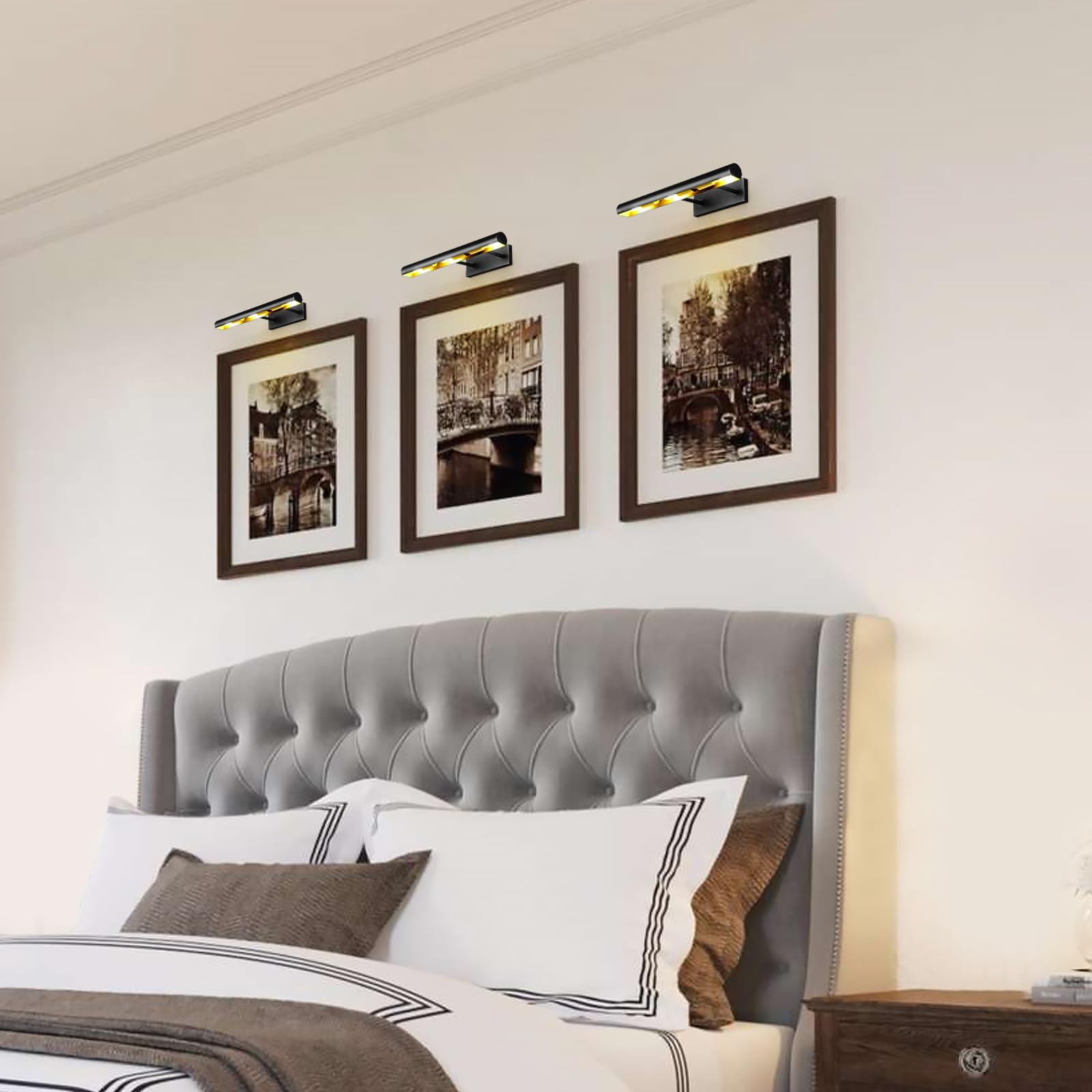 Pioutnf Black Picture Light, 18Inch Hardwired Picture Lights, Rotatable Picture Lights For Wall, Wall Lights For Pictures, Linea