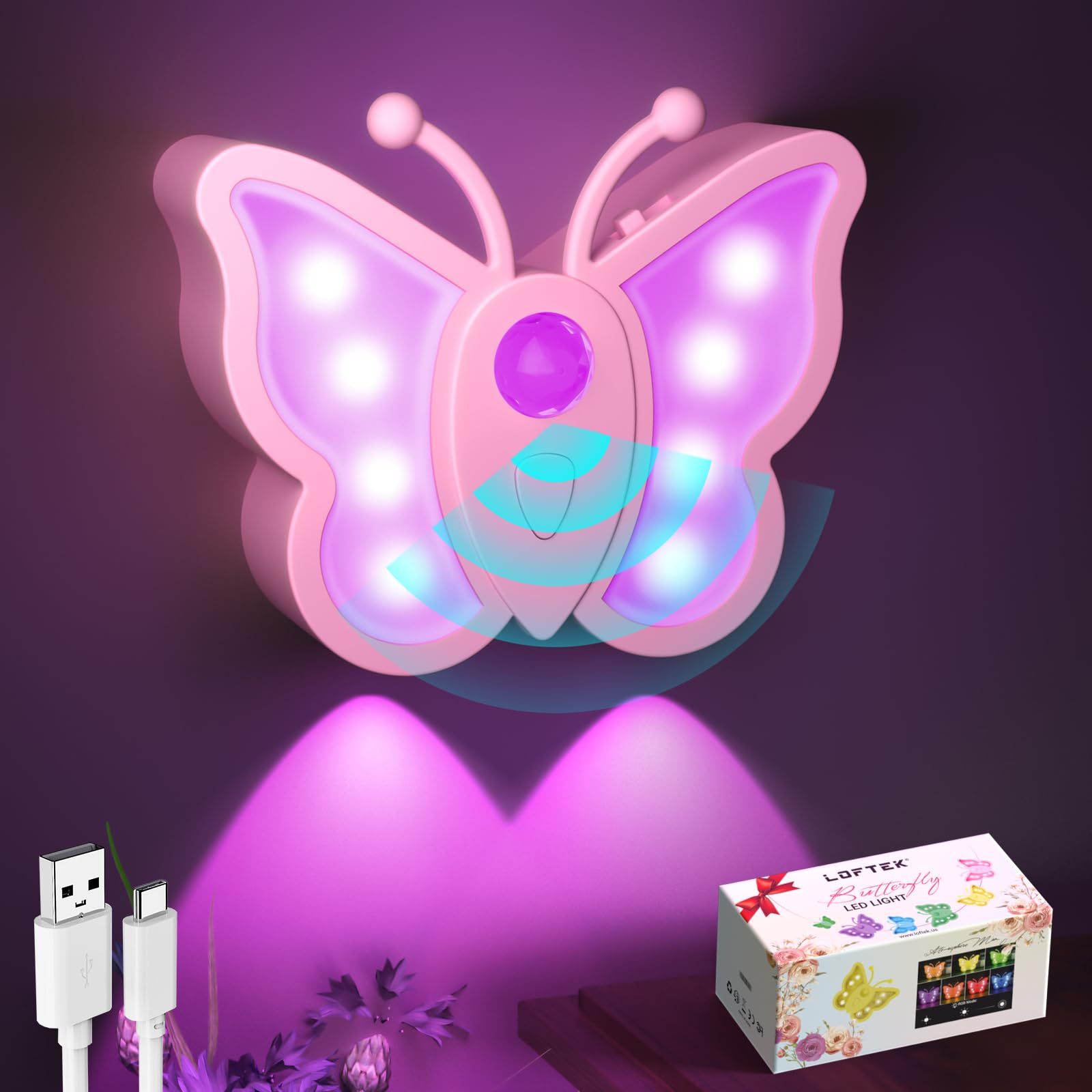 LOFTEK Motion Sensor Night Light, Rechargeable Night Light, Color Change & Dimmable, Portable & Wireless Stick-On Light for Wall
