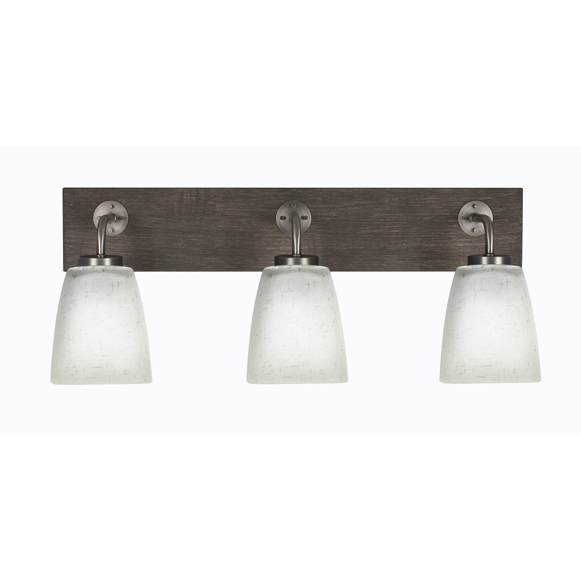 Oxbridge 3 Light Bath Bar In Graphite & Painted Distressed Wood-Look Metal Finish With 4.5" White Muslin Glass
