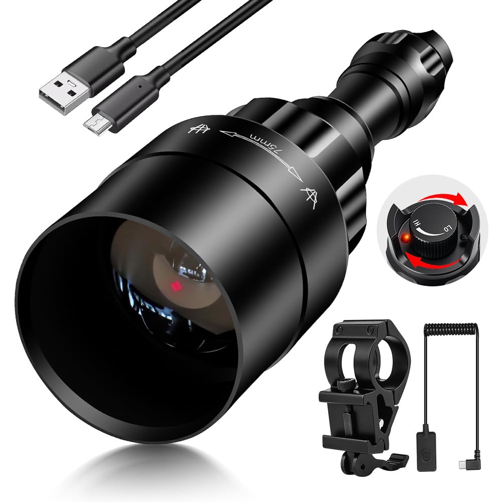 UniqueFire 1605 850nm IR Illuminator Flashlight Lights for Night Vision Zoomable Infrared Flashlight Illuminator with Dual Contr