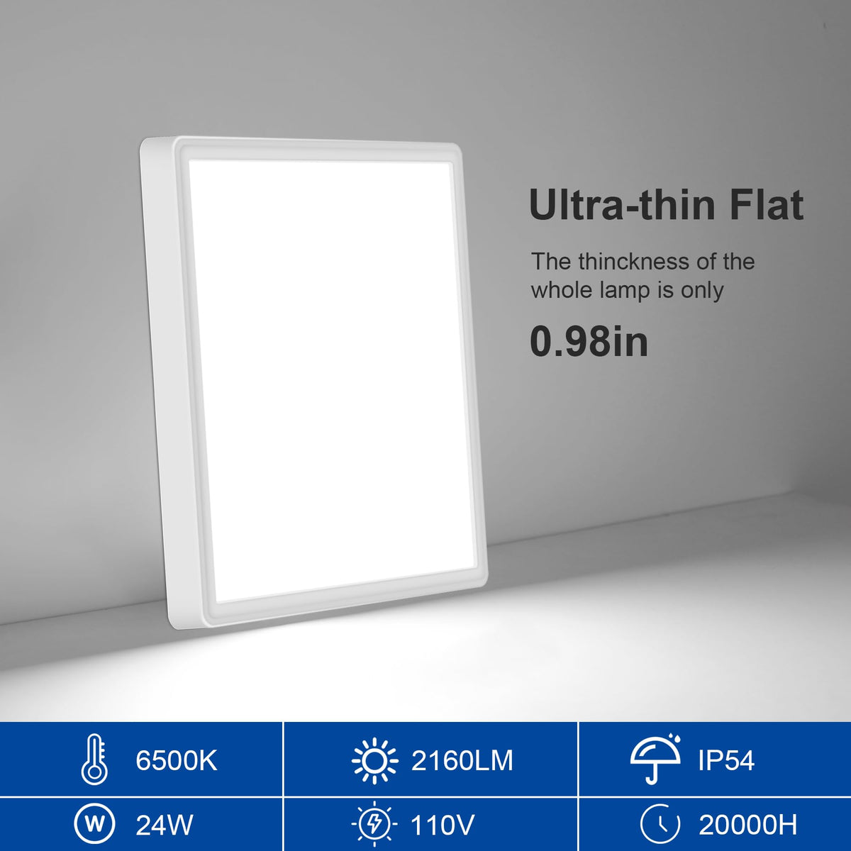 Tealight 12 Inch Square LED Ceiling Light Fixture, 6500K Daylight Whit ...