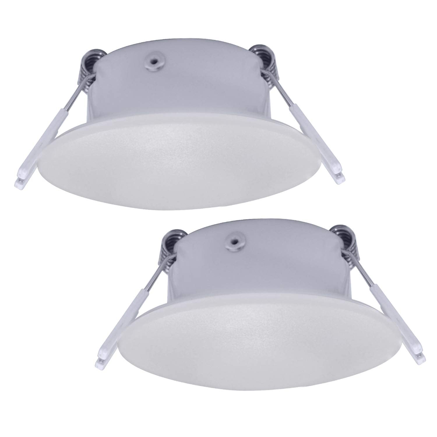 Facon 3 Inch LED RV Puck Light, Aluminum Recessed Ceiling Light, 12V, Warm White, Model RVR3H-MH34, Pack of 2