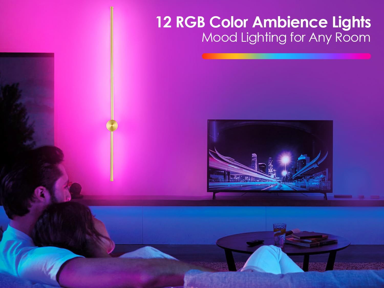 GOODATE Wall Sconces Set of Two, 39.4 Inch, Dimmable LED, 12000mAh Rechargeable, Gold, Remote Control, Model DC-CGZ