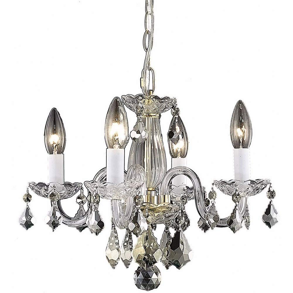 Elegant Lighting Rococo - Four Light Pendant-Gold Finish-Royal Cut Crystal Type -Traditional Installation