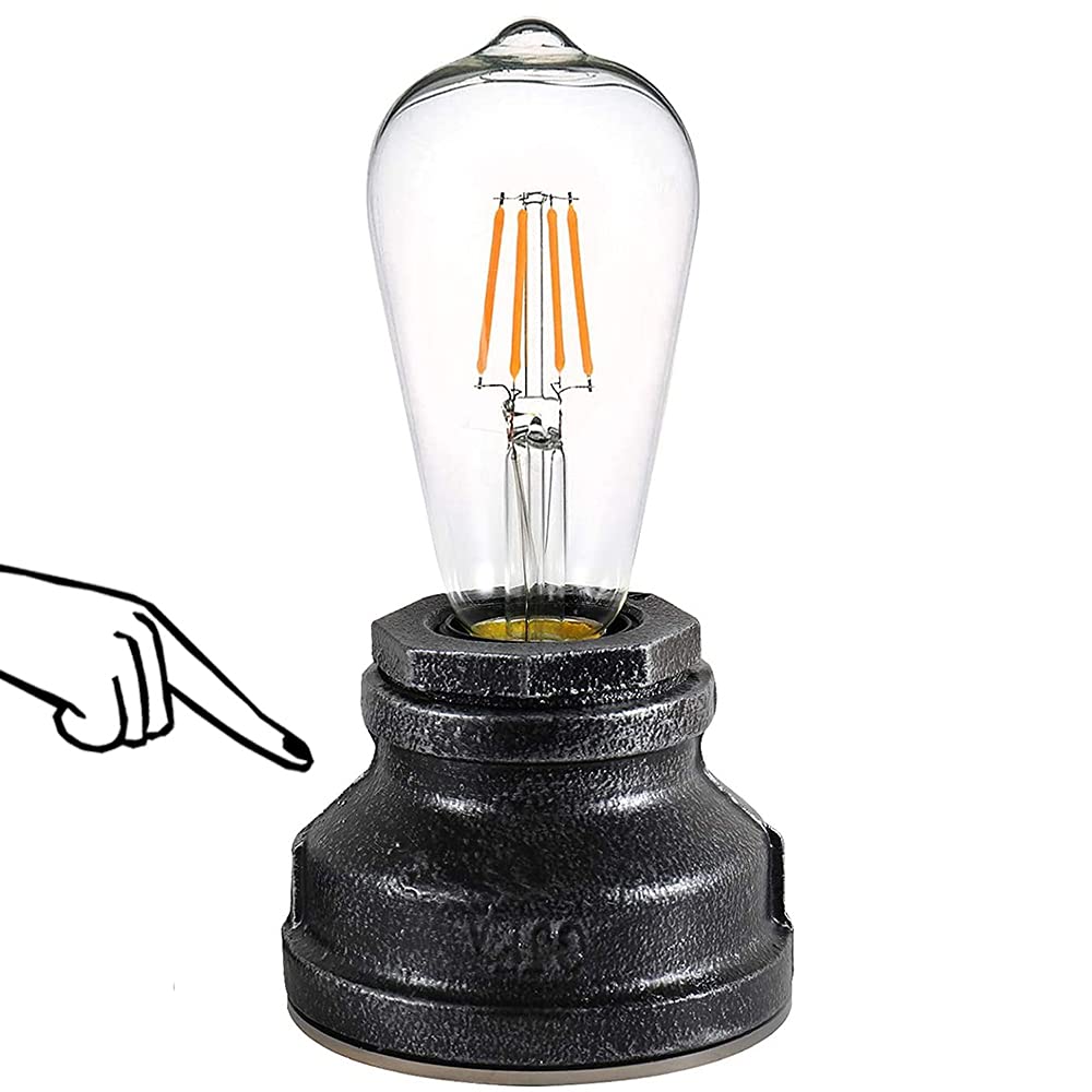 Lovefindahome Vintage Touch Control Table Lamp,Edison 4W LED Dimmable Bulb Included,with 3 Levels of Brightness,Small Desk Indus