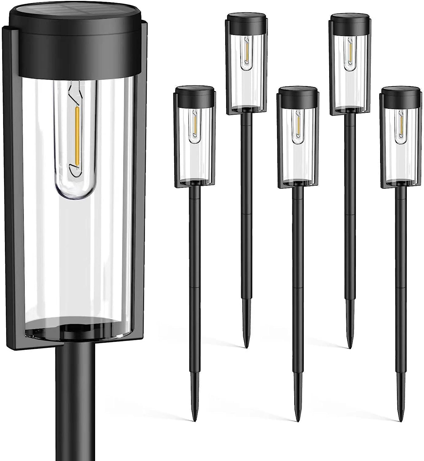 BUCASA Solar Pathway Lights Outdoor 6 Pack, Upgraded Super Bright Up to 12 Hrs Long Lasting Solar Outdoor Lights, IP65 Waterproo