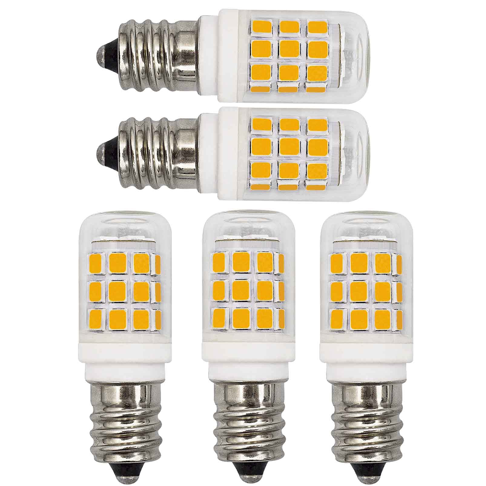 Pack of 5 E12 Dryer Chandelier Led bulb 3W Equivalent to 30W 20W 25W Warm White 3000K 350Lm AC 110V 120V S6 C7 Edison Base Clear