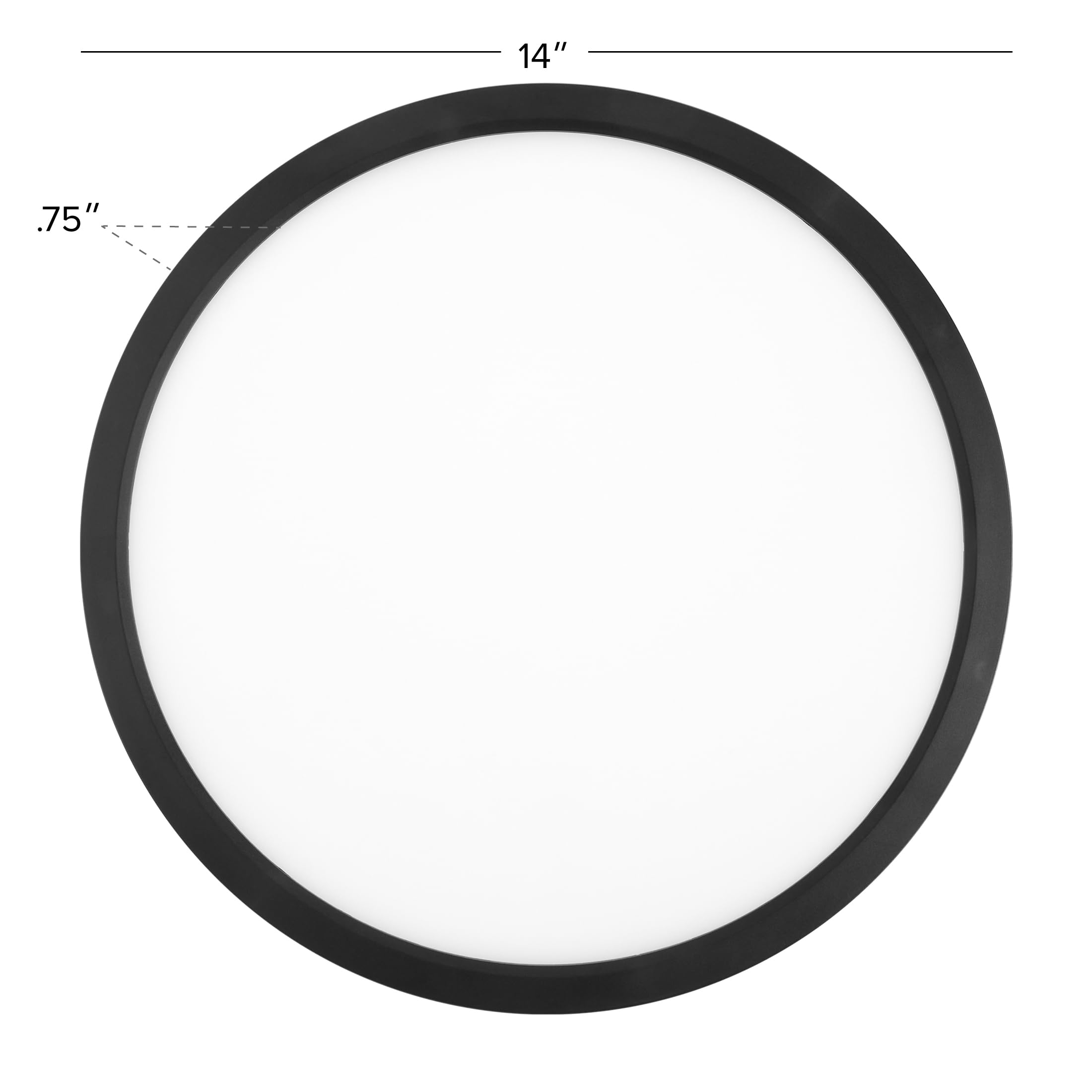Maxxima 14 In. Led Flush Mount Ceiling Light, 2400 Lumens, 5 Cct 2700K/3000K/3500K/4000K/5000K Panel Light, Black Trim Round Fix