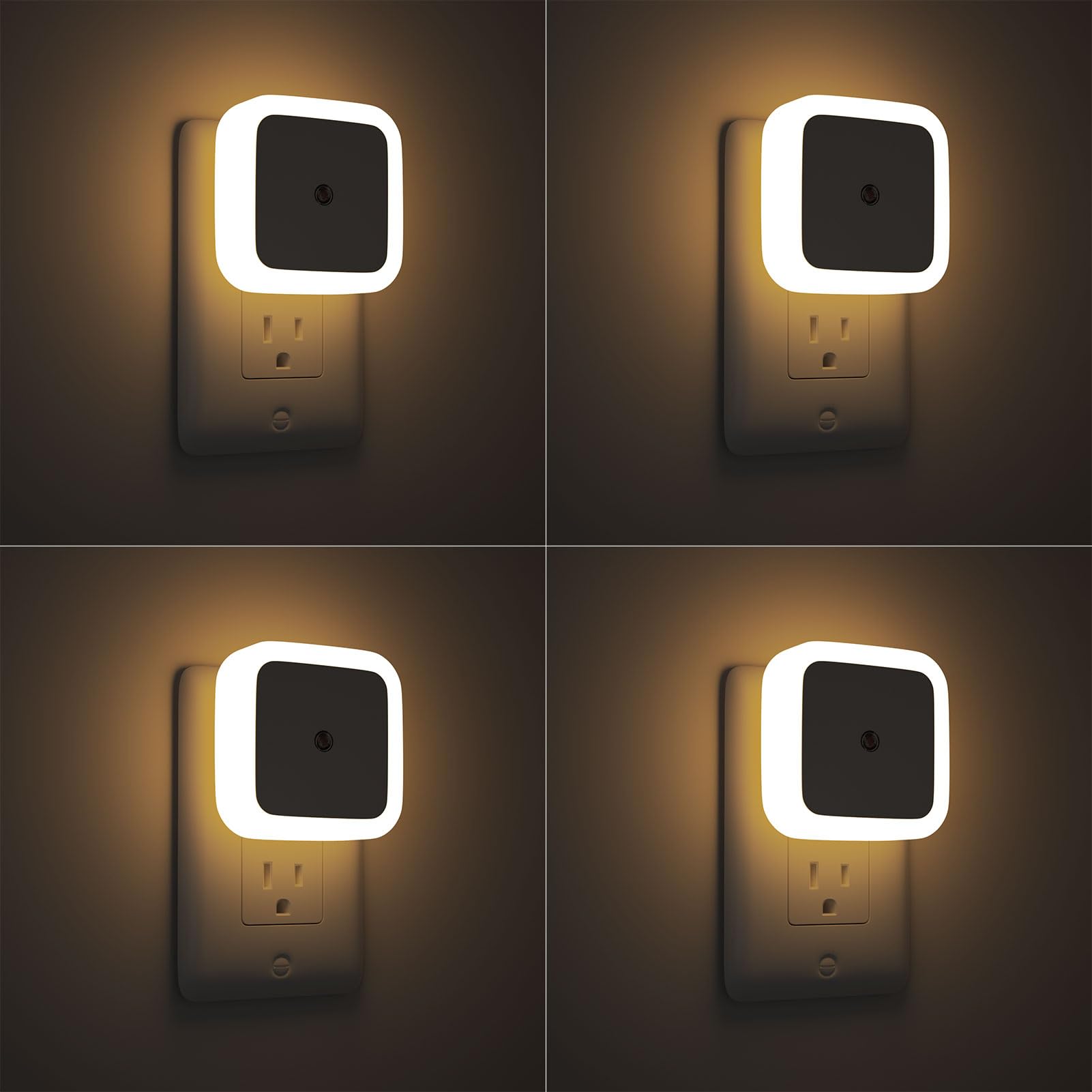 Sujeet 4-Pack Dusk To Dawn Warm White Night Lights - Plug-In Led Night Lamp For Bedroom & Hallway