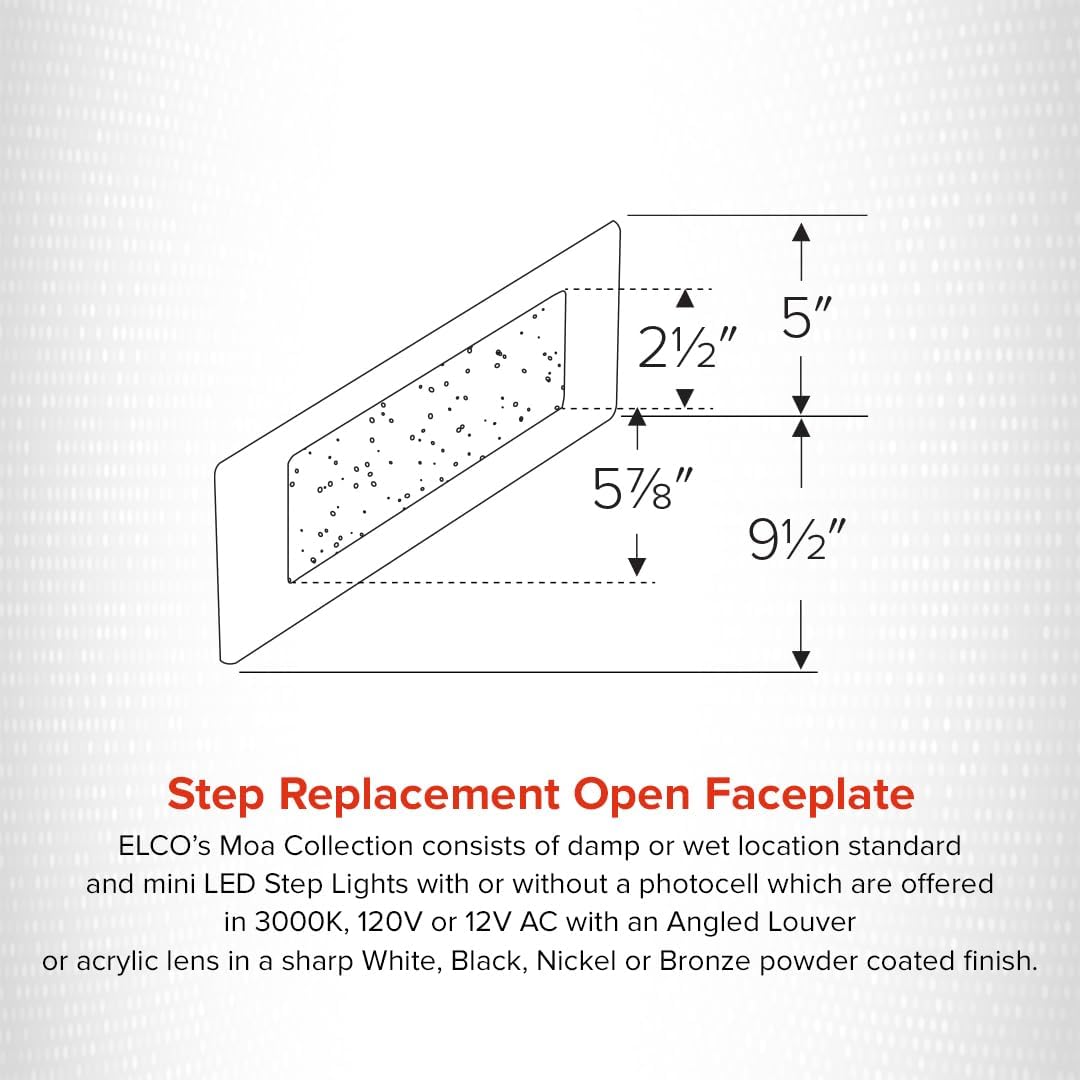 Elco Lighting Open Faceplate For Elst11W Step Lights - Wall Cover Plate & Versatile Light Fixture Cover For Ceiling, Recessed, A