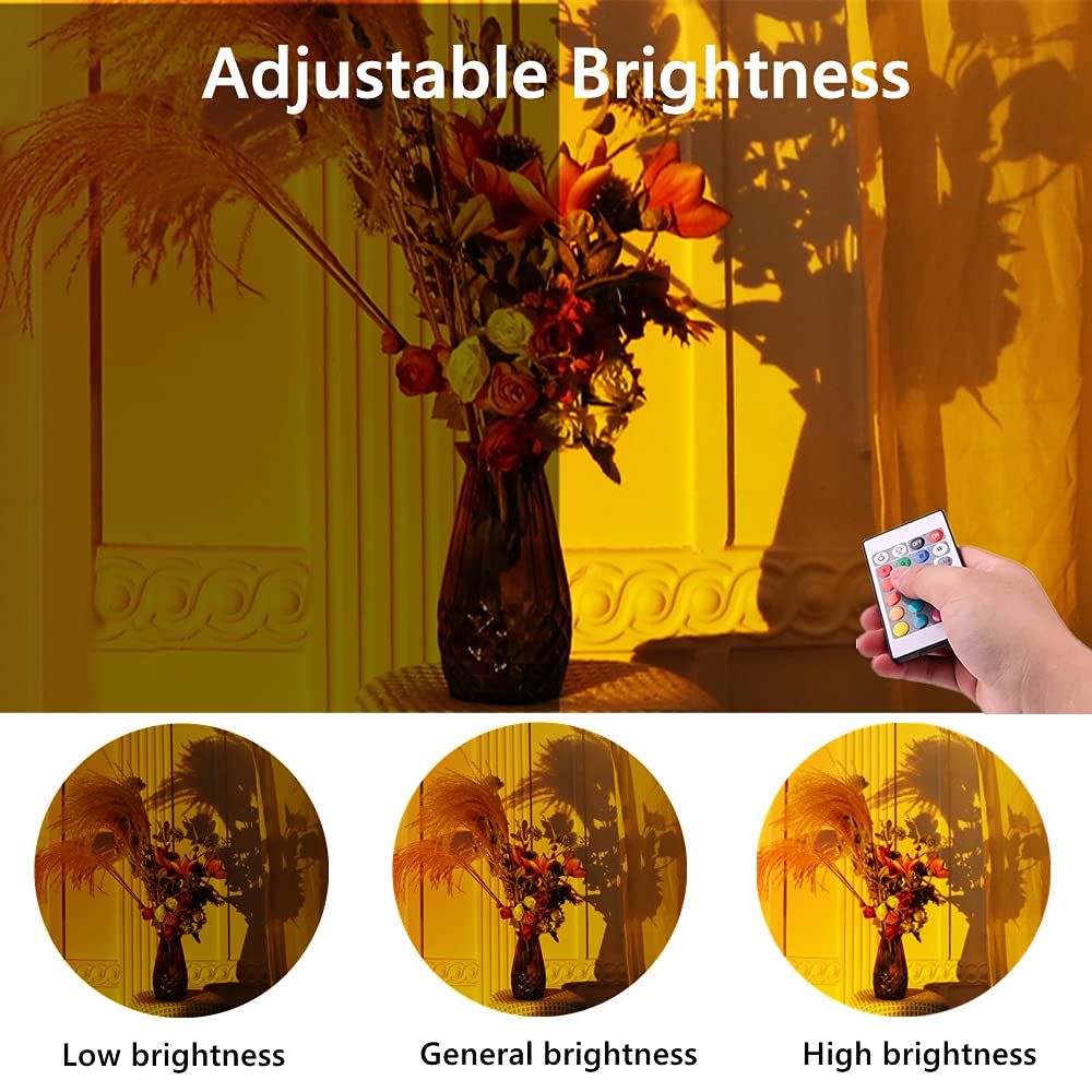 XINJI Sunset Lamp with Remote, 16 Colors LED Projector, Color Changing Sunset Light, Ideal for Home Decor and Mood Lighting