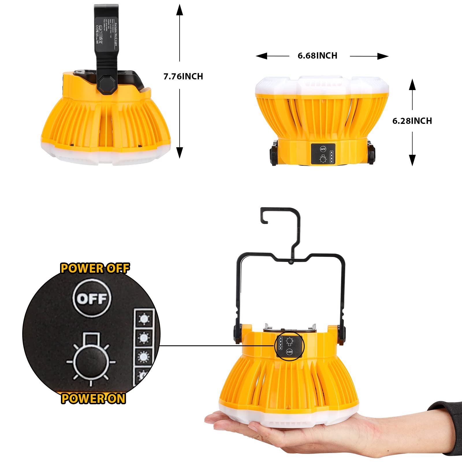 Adisipsoarin 2400LM LED Camping Lantern – 24W Work Light for Dewalt 20V Battery, Ideal for Camping, Emergency, Hiking, Fishing