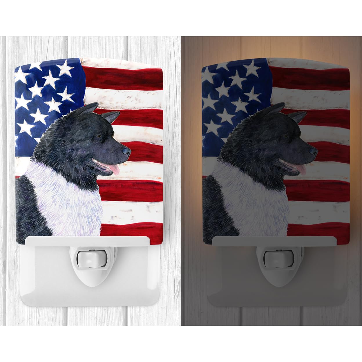 Carolines Treasures Ceramic Night Light, USA American Flag, 6x4x3in, UL-Certified, Multicolor, Model SS4005CNL