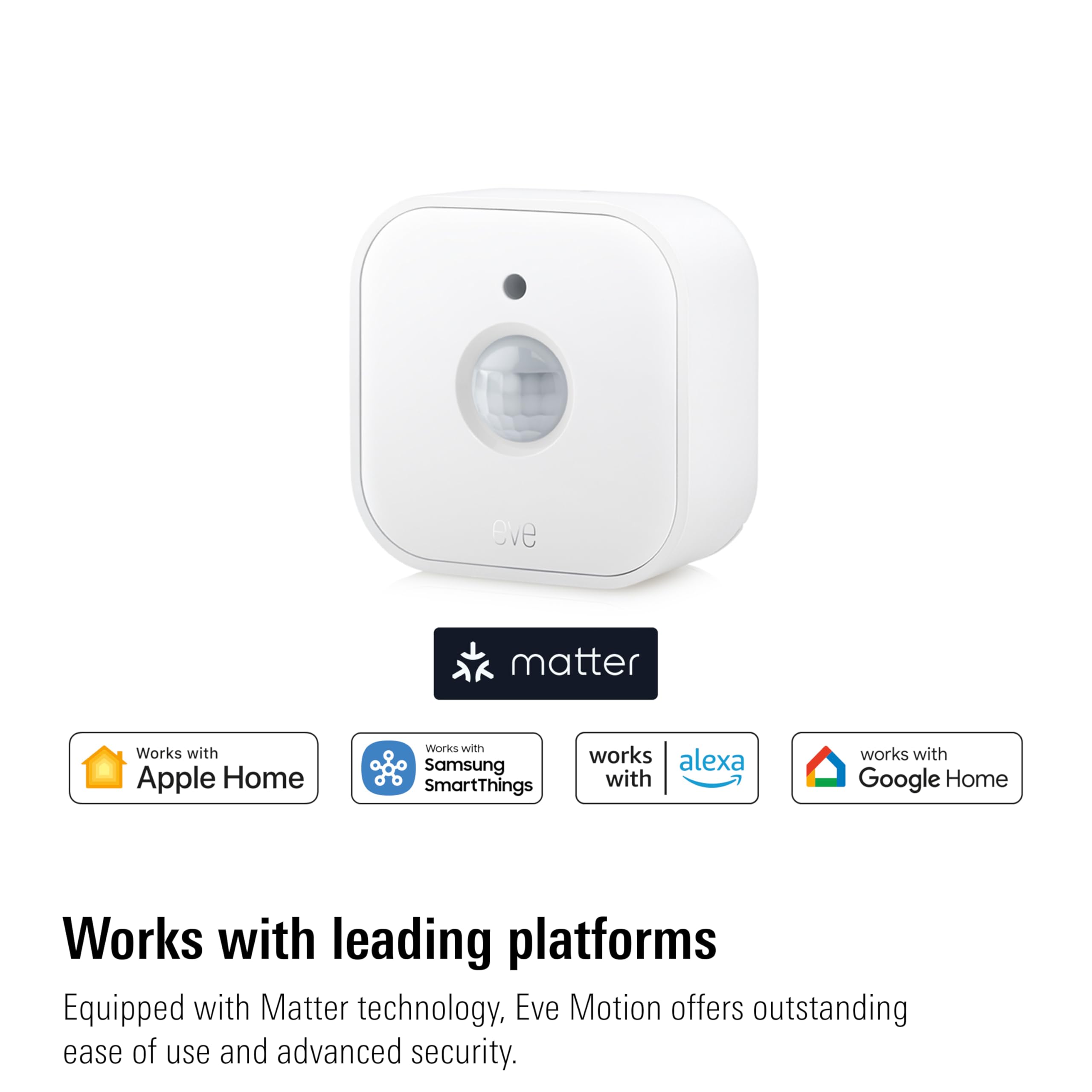 Eve Motion (Matter) 3-Pack - Smart Motion And Light Sensor, Ipx3, Automatic Activation Of Devices, Future-Proof, Works With Appl