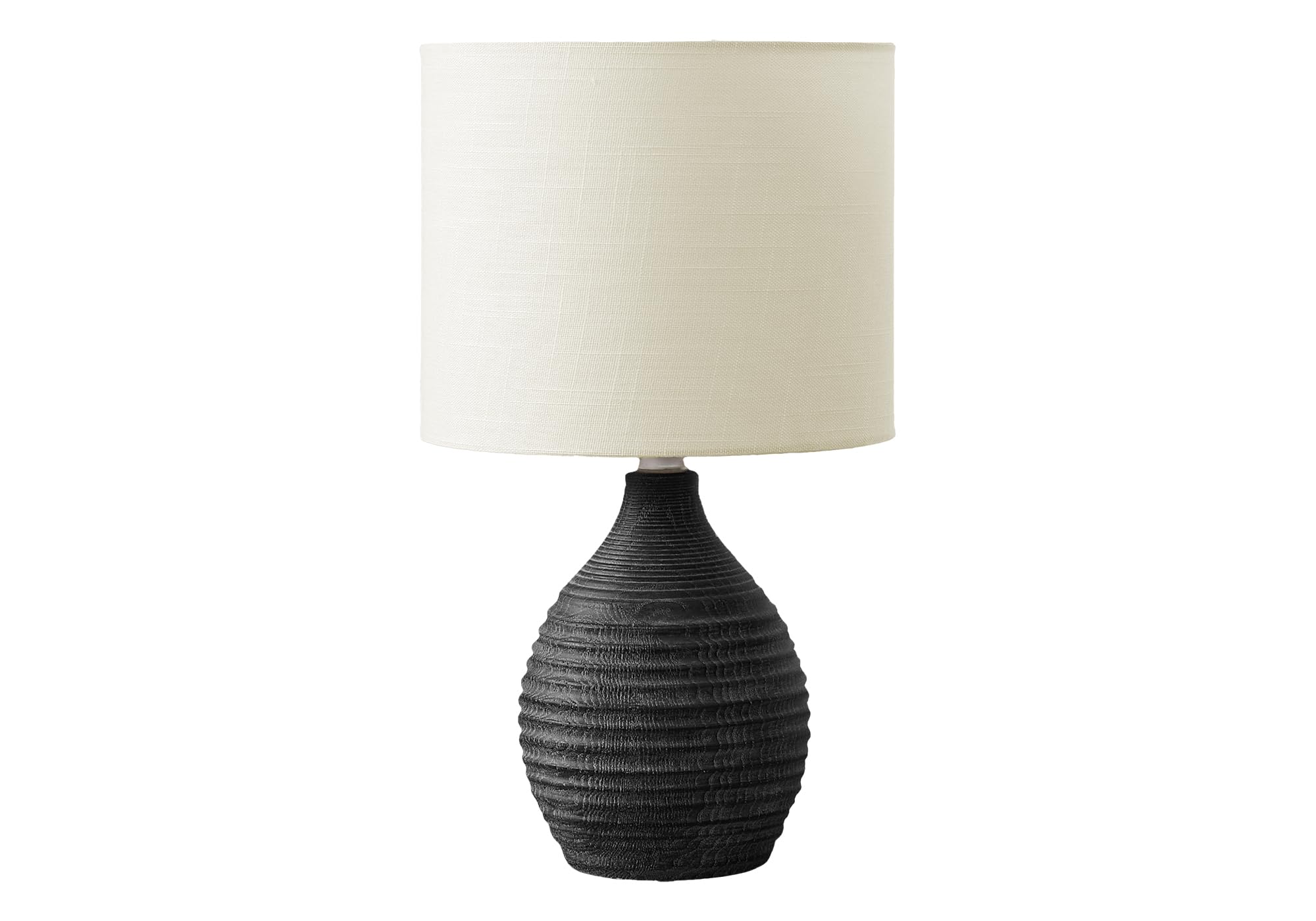 Monarch Specialties Table Lamp I 9847, 17in H, Grey Resin, Ivory Shade, Contemporary Design