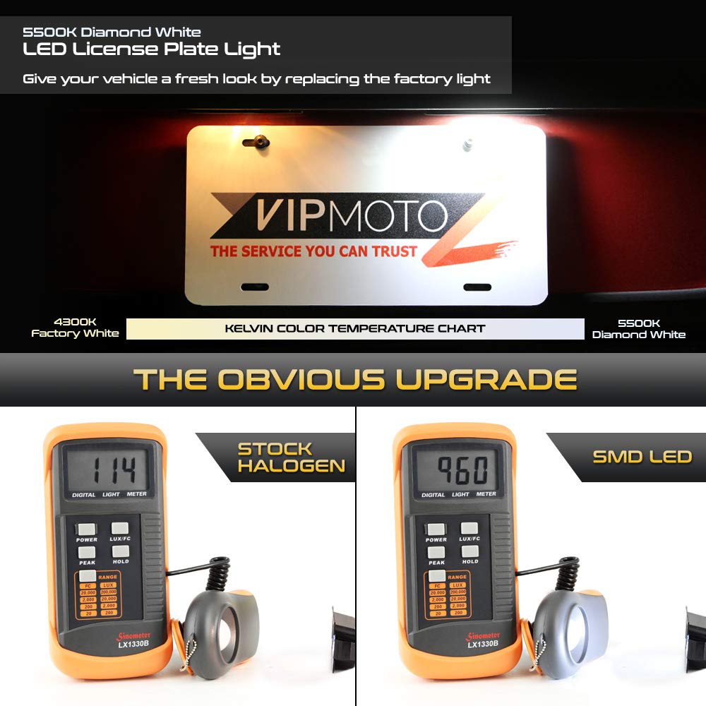 Vipmotoz Full Led License Plate Light For Hyundai Accent Hatchback Elantra Gt - 6000K Diamond White, 2-Pieces Tag Lamp Assembly