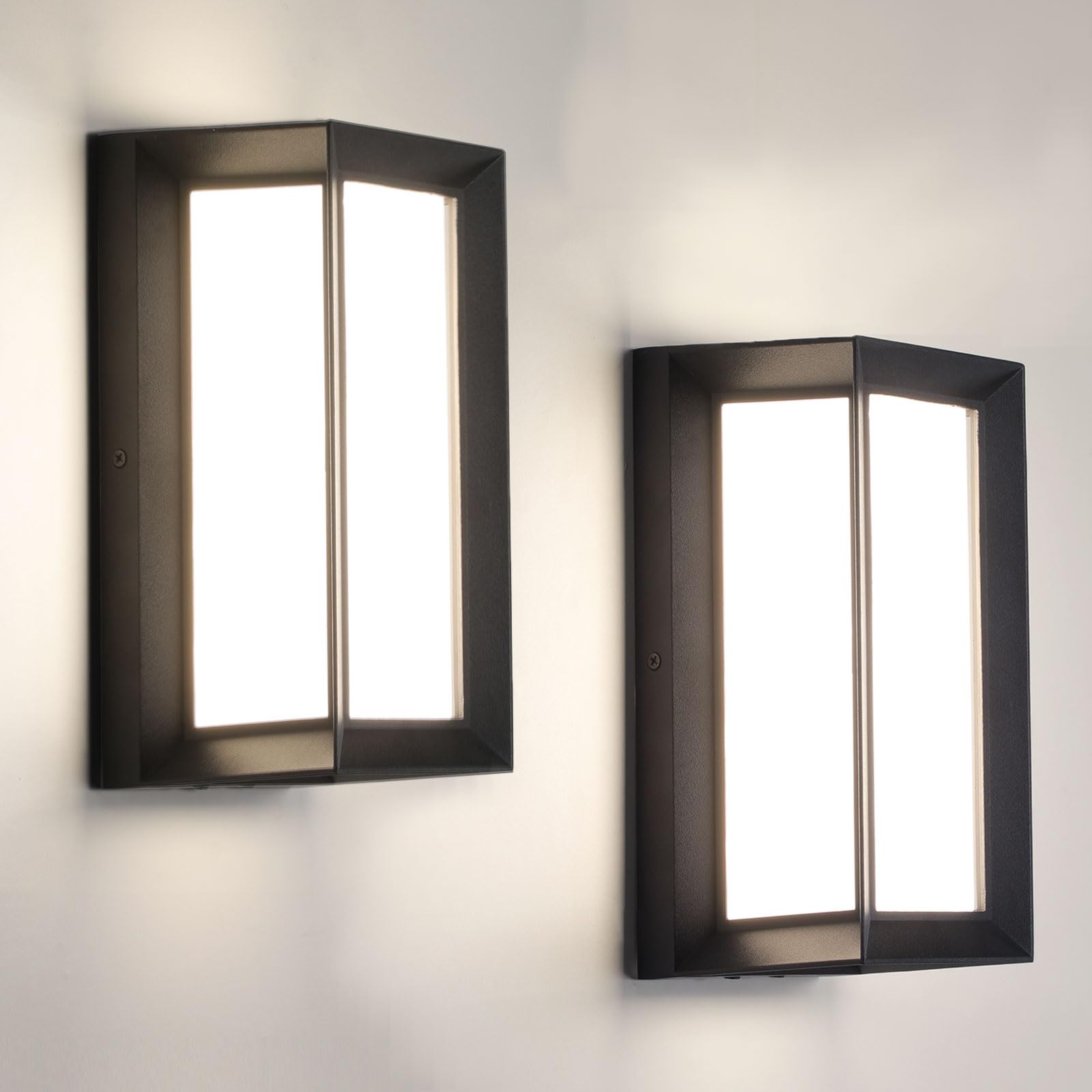 Tewei 2 Pack Modern Led Outdoor Wall Lights, 4000K Waterproof Sconce For Garage & Entrance