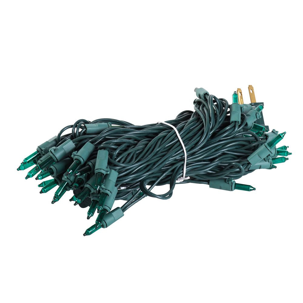 Vickerman Mini Light Set 50Lt with Green Wire, 5in Spacing, 23 Long, Teal, Model W5G0459