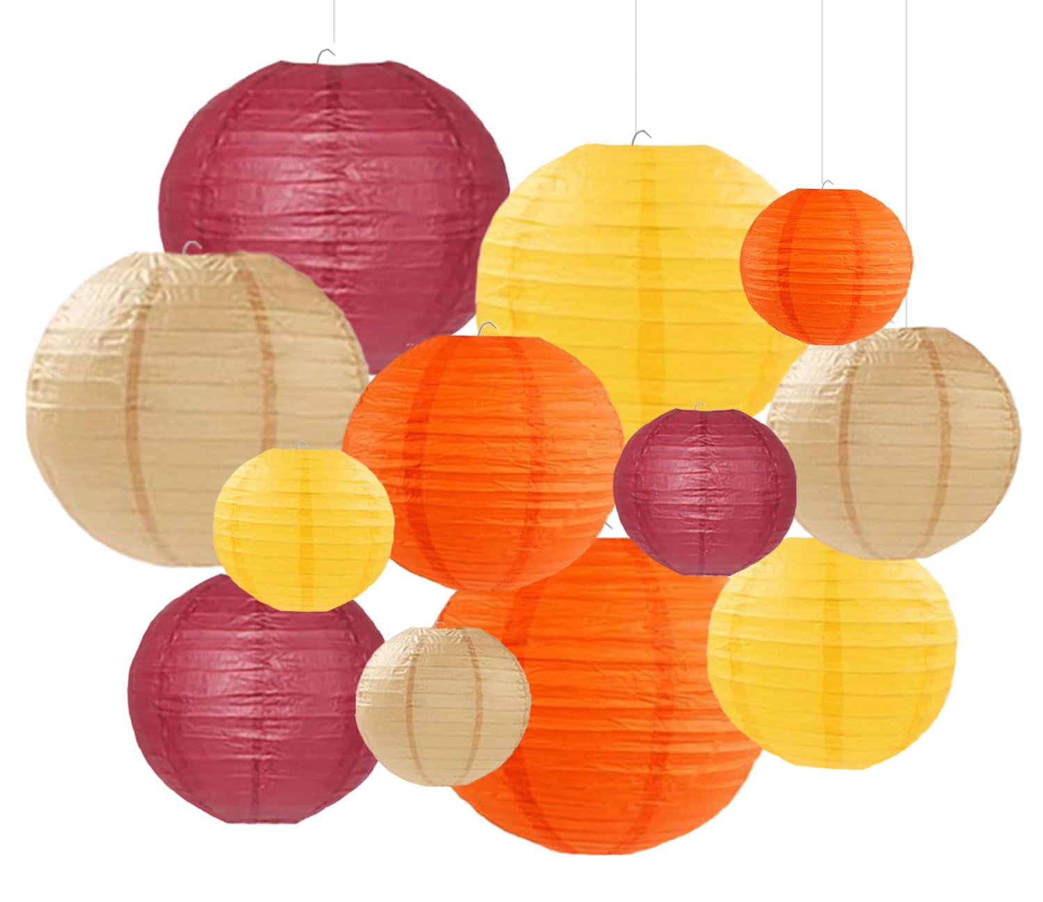 Capesaro BurLauncherdy Maroon Beverage Paper Lanterns Decorative 12pcs Party Hanging Decorations for Rustic Fall Party Bridal Shower Wedding Baby Shower Graduation Anniversary Room Decor