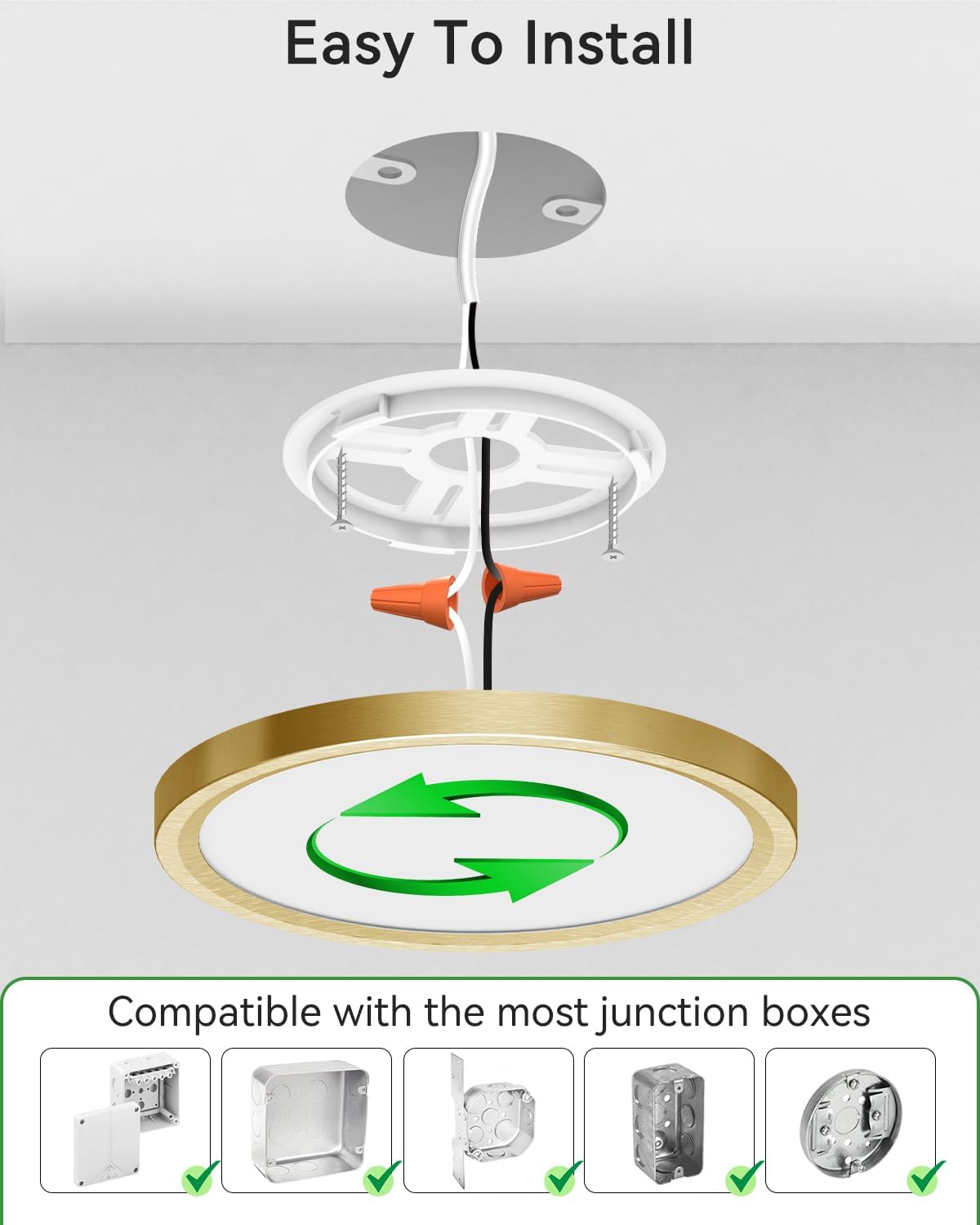 Zemty 2Pack Led Ceiling Light Golden - 12In 28W Aureate Flush Mount Ceiling Light, 3 Color Temperature 3000K/4500K/6000K - 3200L