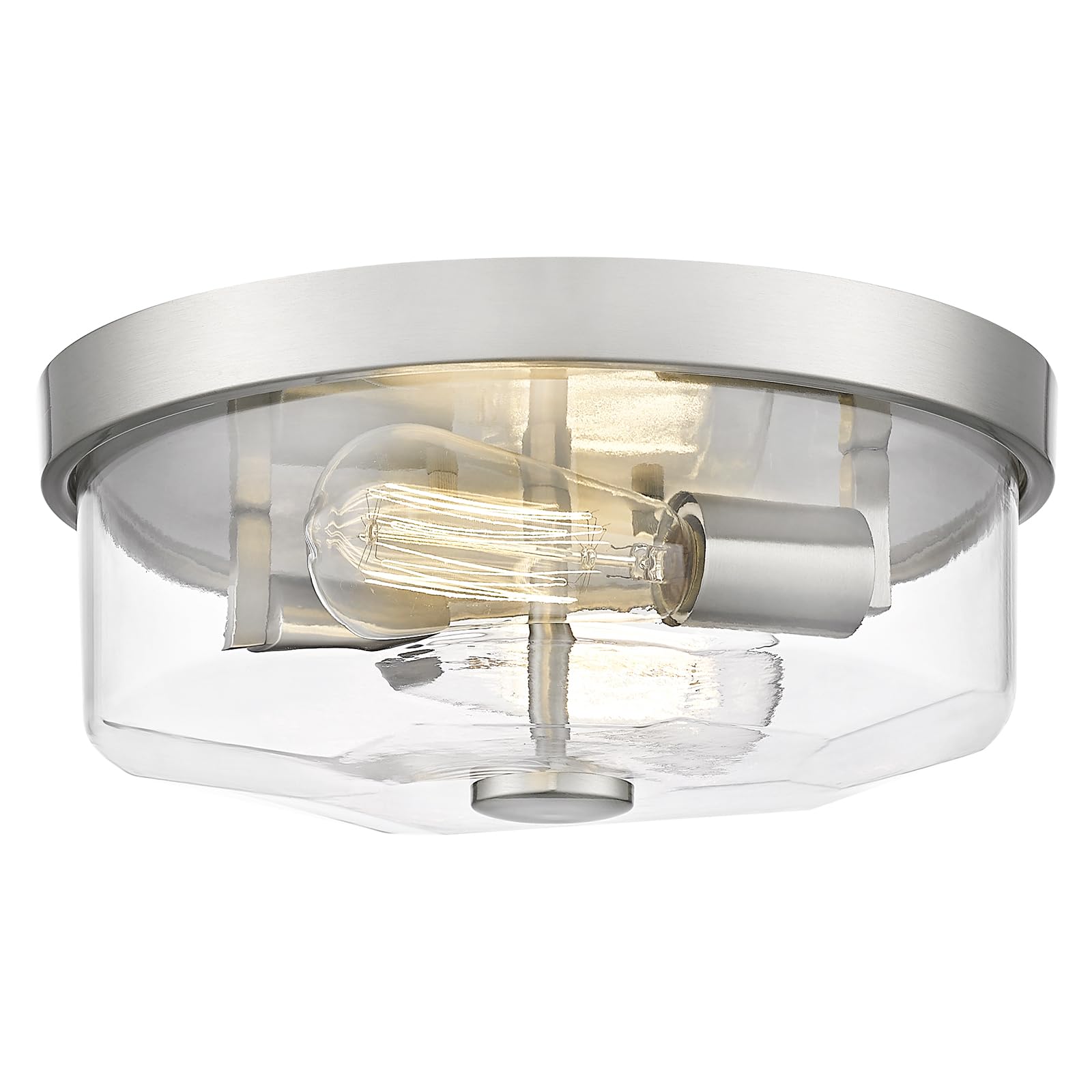 Luminzone Brushed Nickel Flush Mount Ceiling Light, 2-Light Hallway Light Fixtures, Modern Farmhouse Farmhouse Ceiling Light Cle
